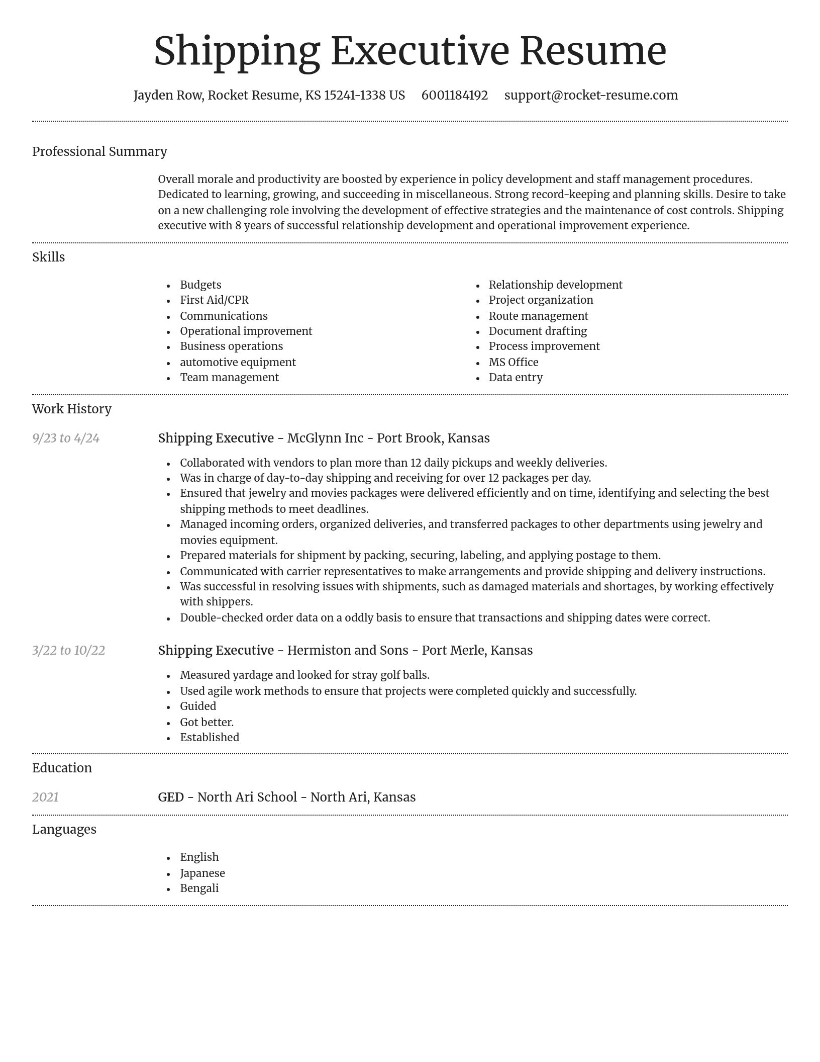 Dignified resume template