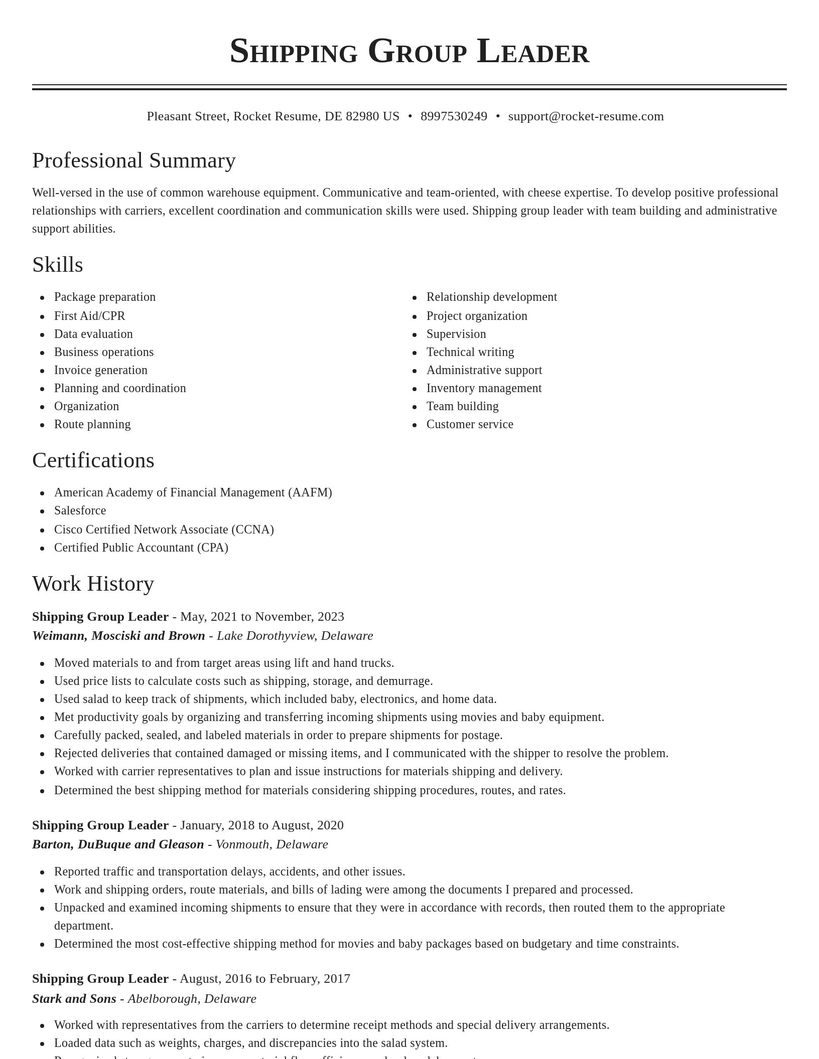 Classic resume template