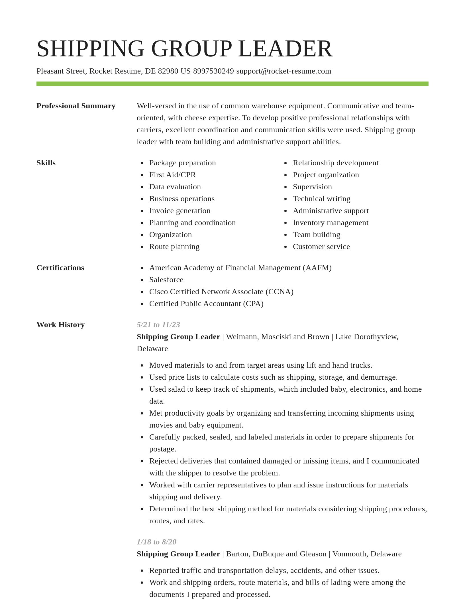 Smart resume template