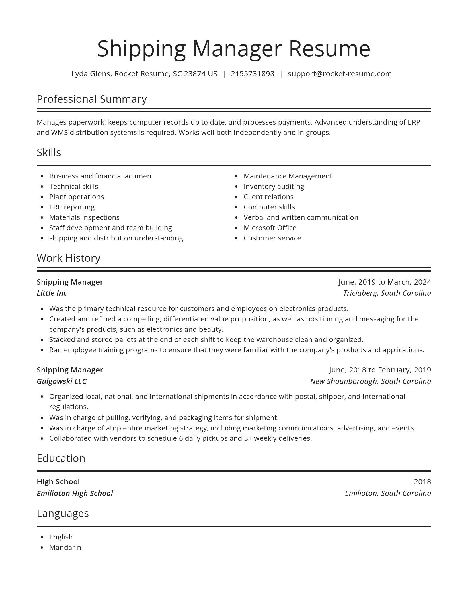 Spotlight resume template