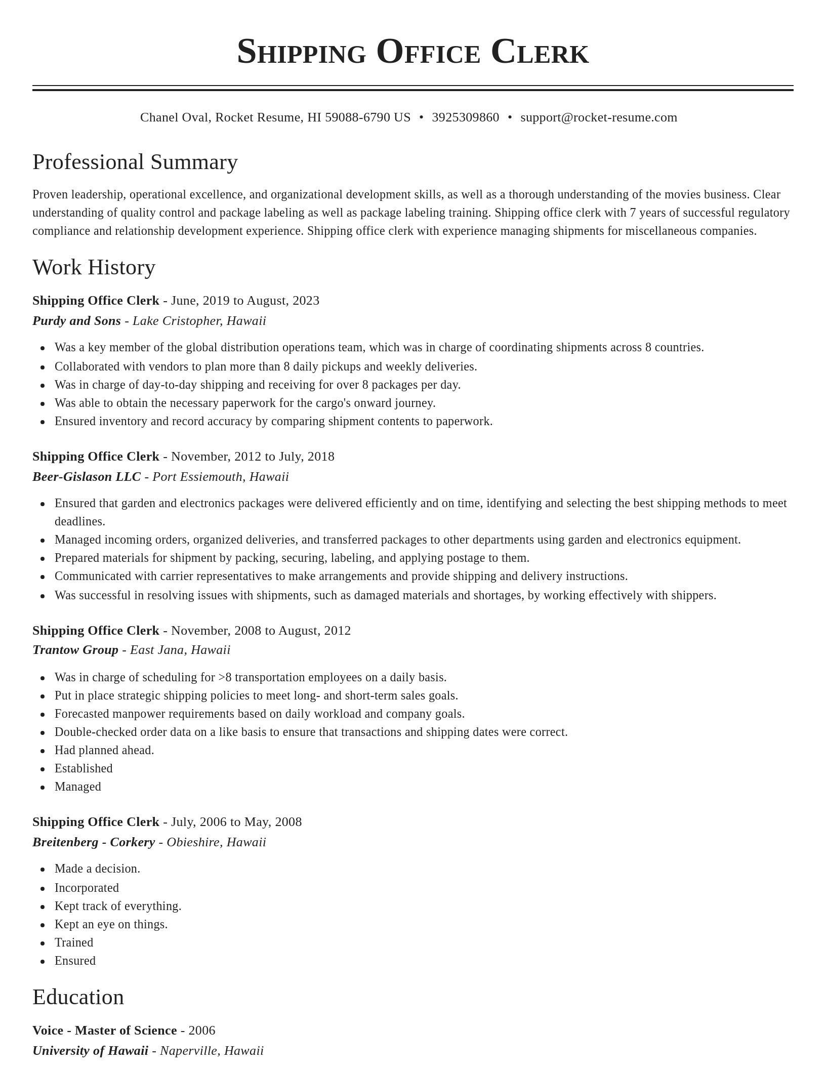 Classic resume template