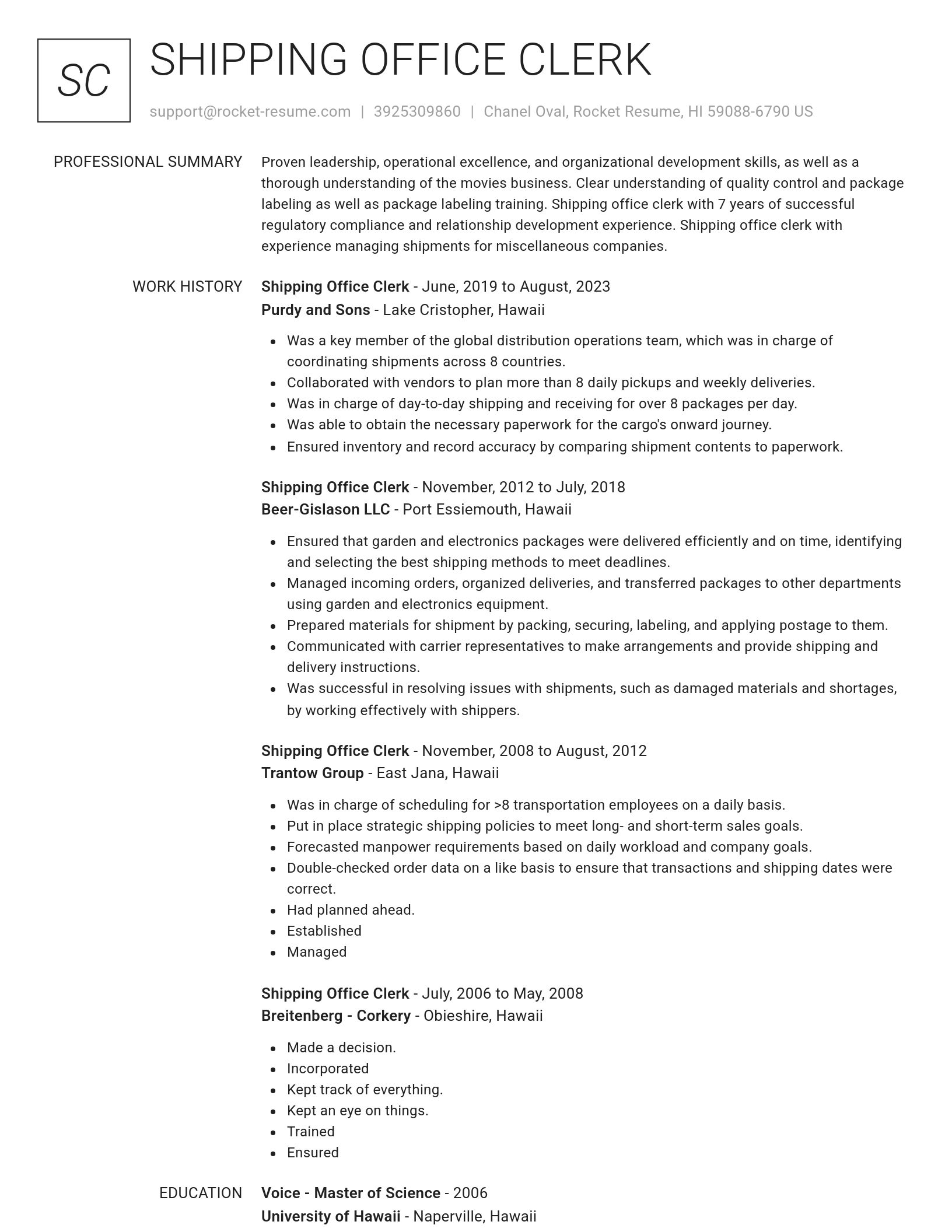 Renowned resume template