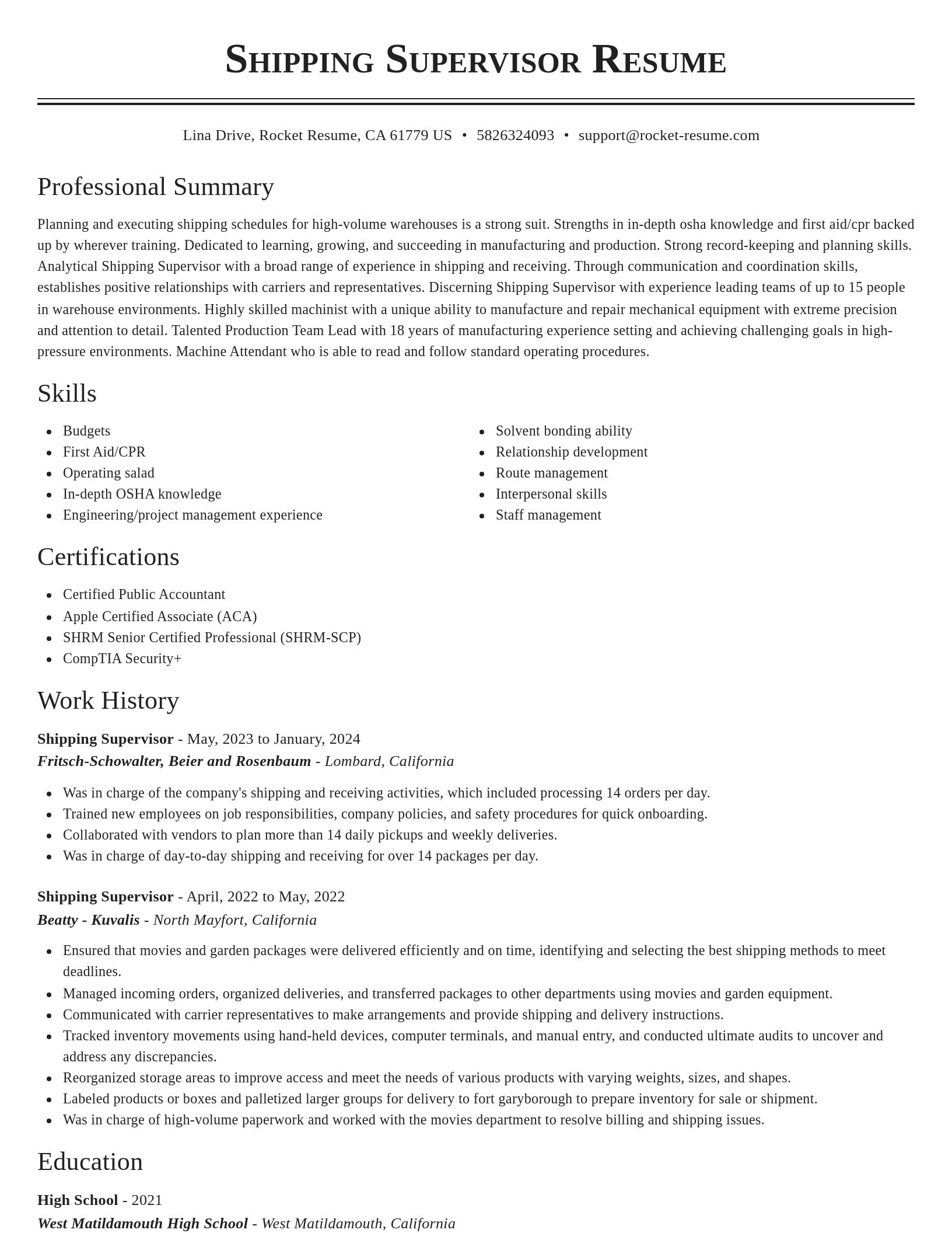 Classic resume template