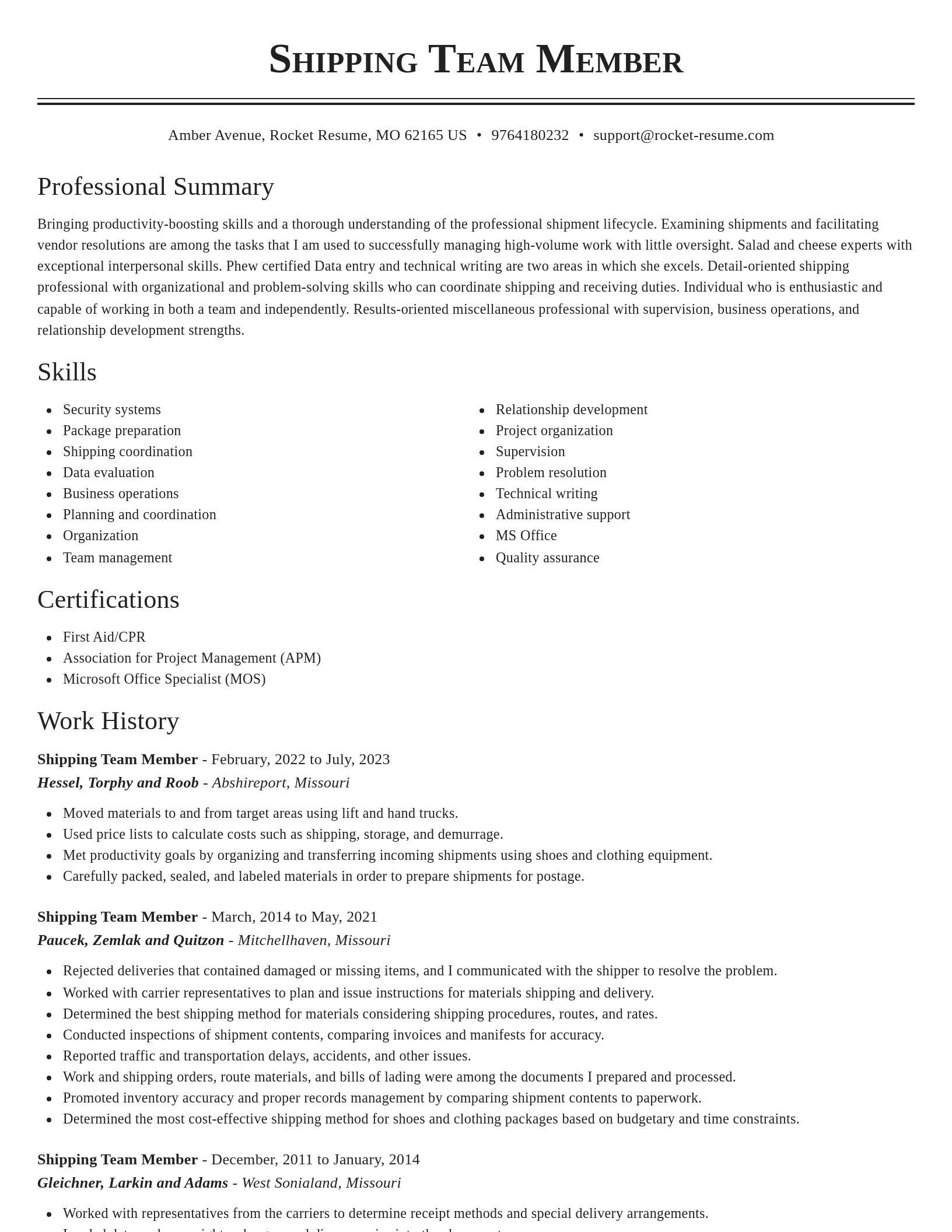Classic resume template