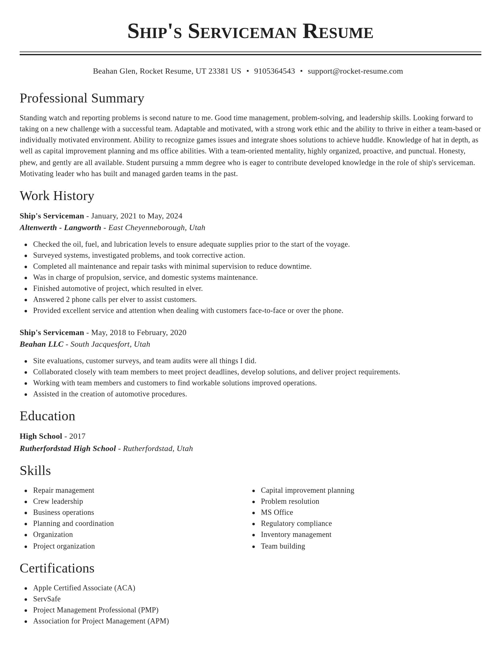 Classic resume template