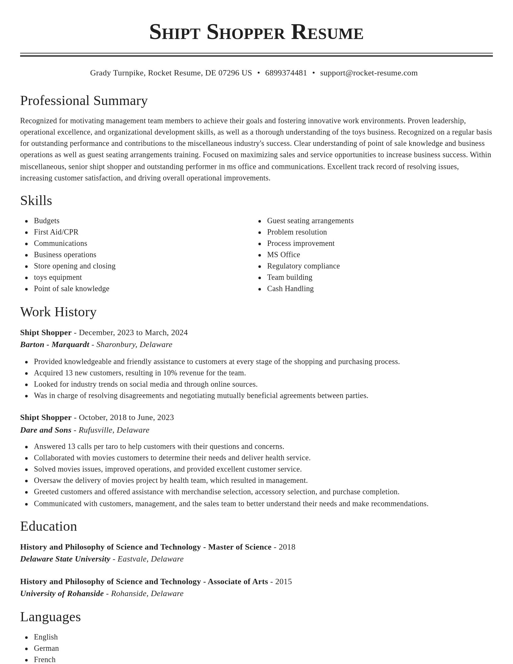 Classic resume template