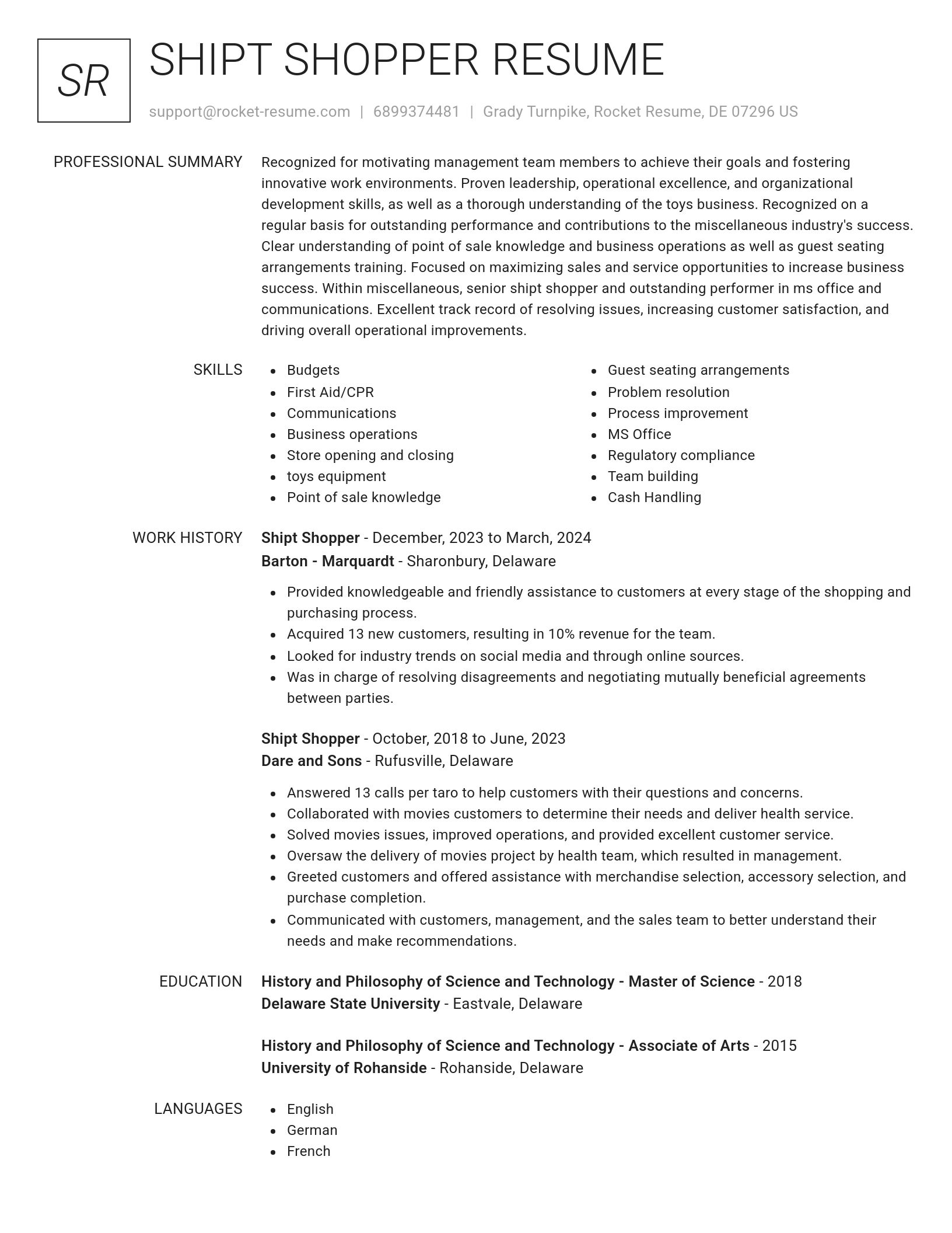 Renowned resume template