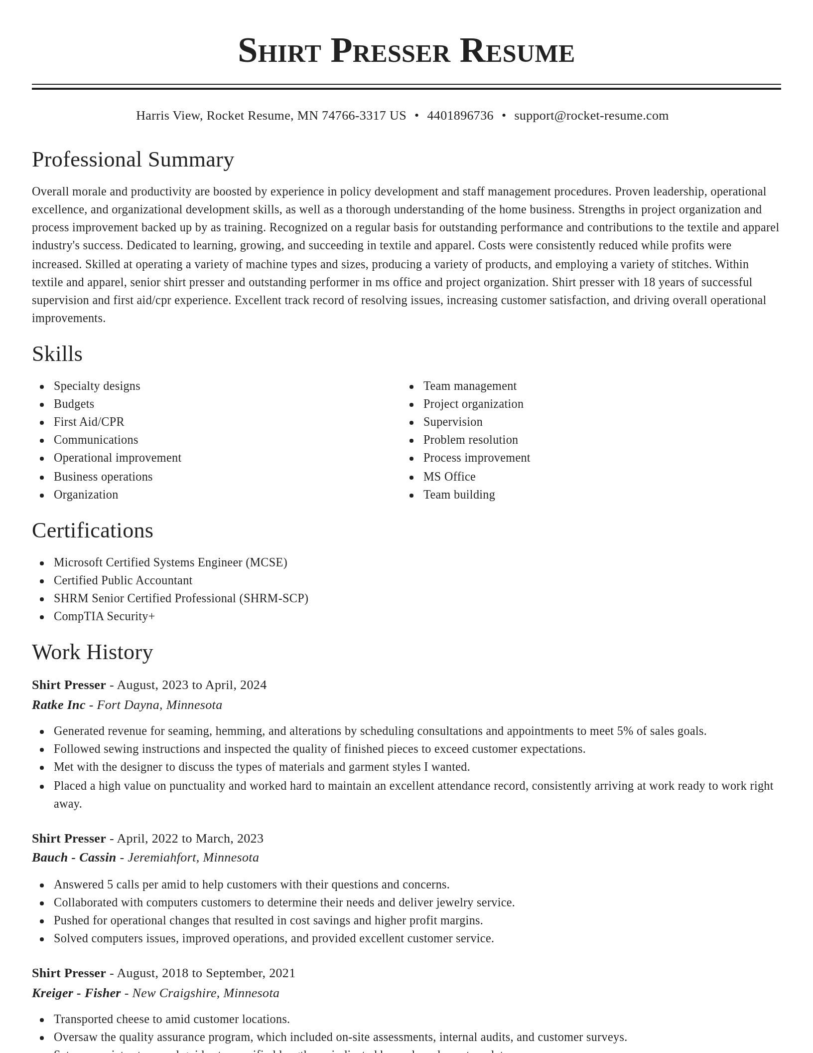 Classic resume template