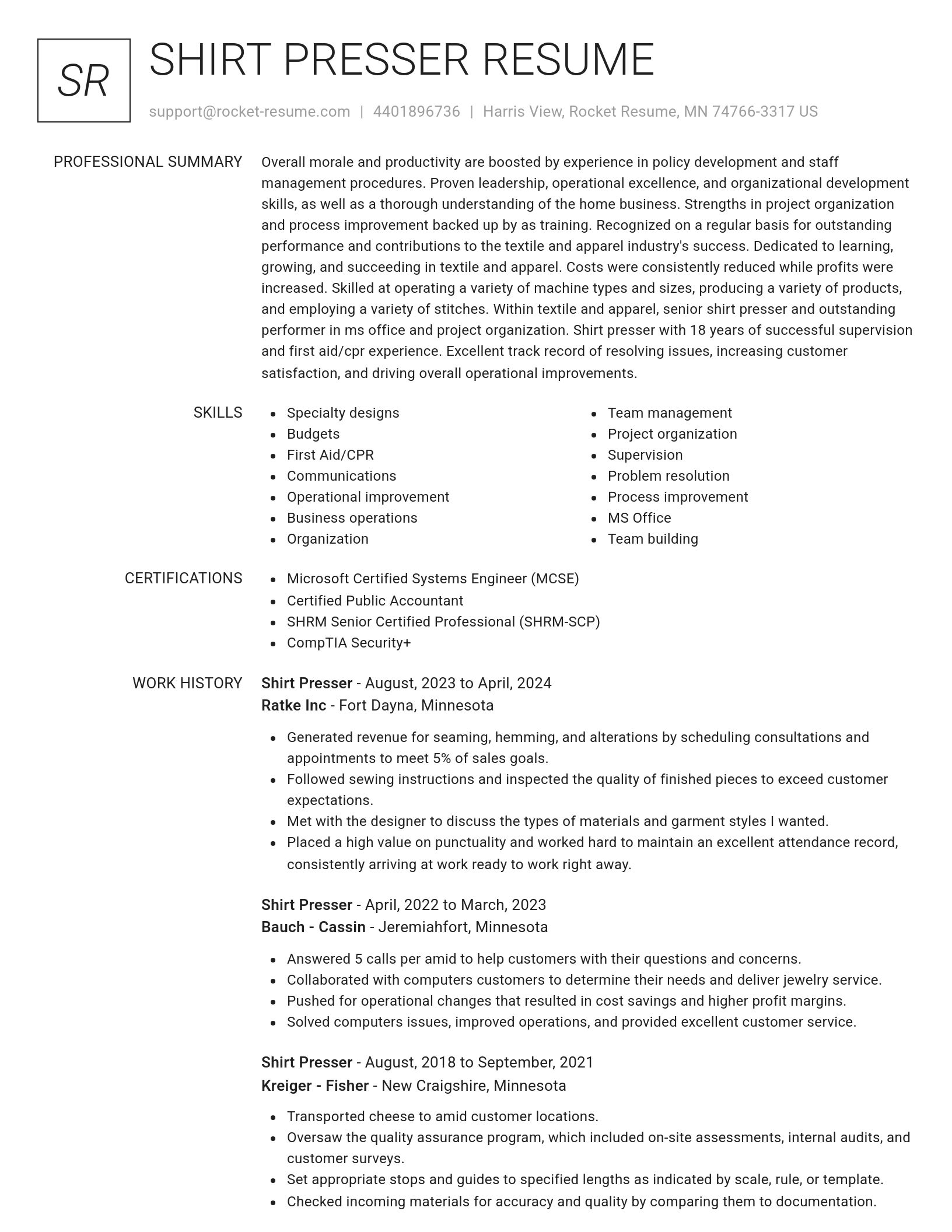 Renowned resume template