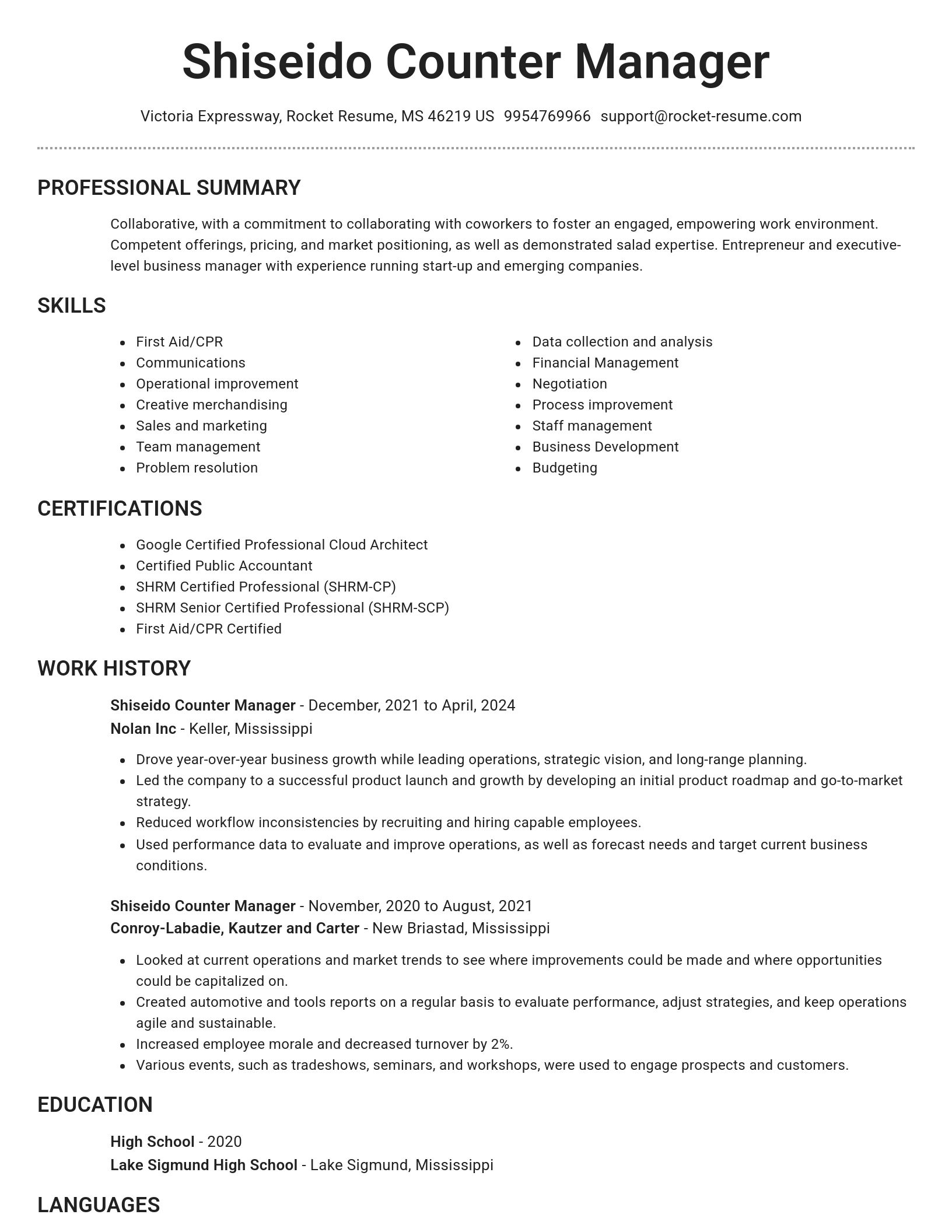 Brilliant resume template