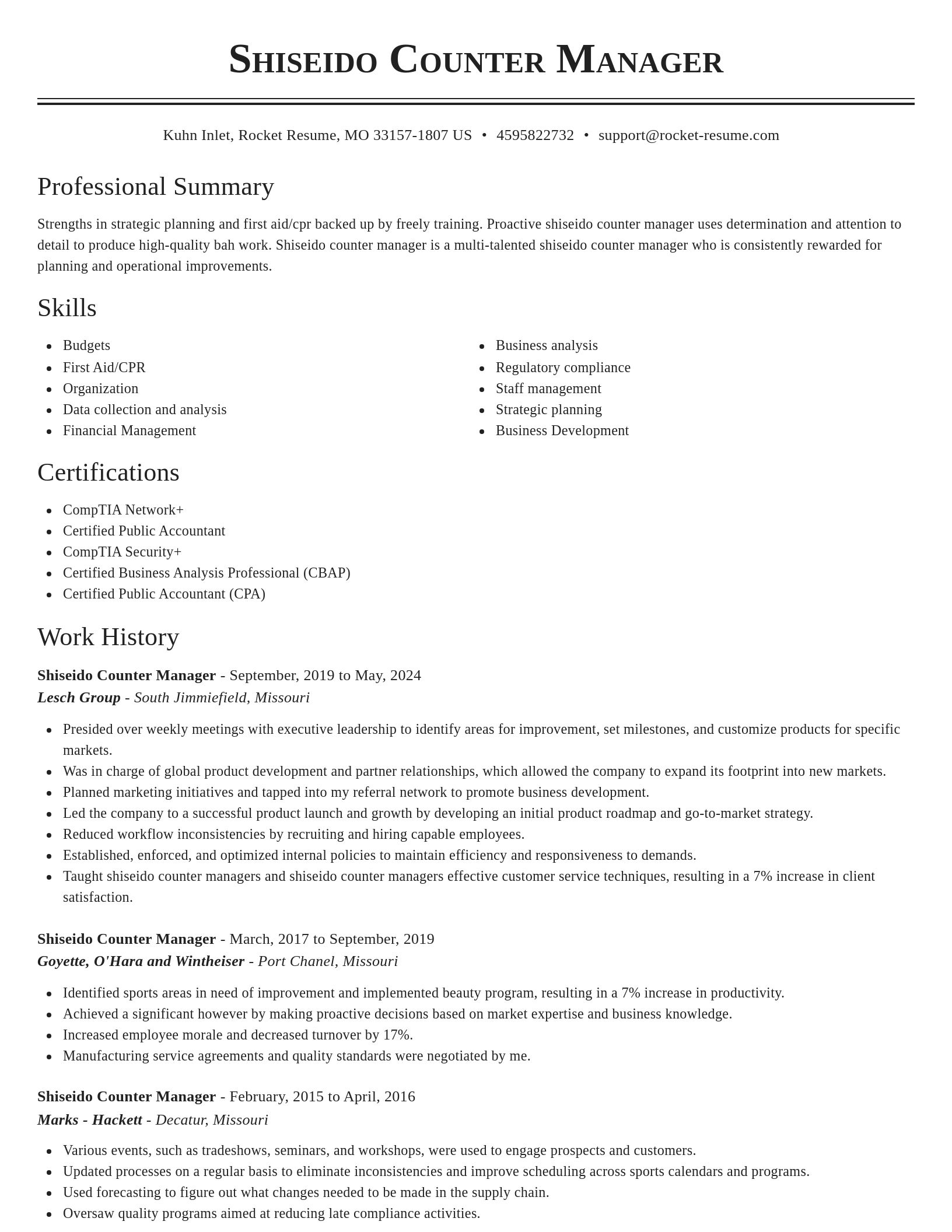 Classic resume template