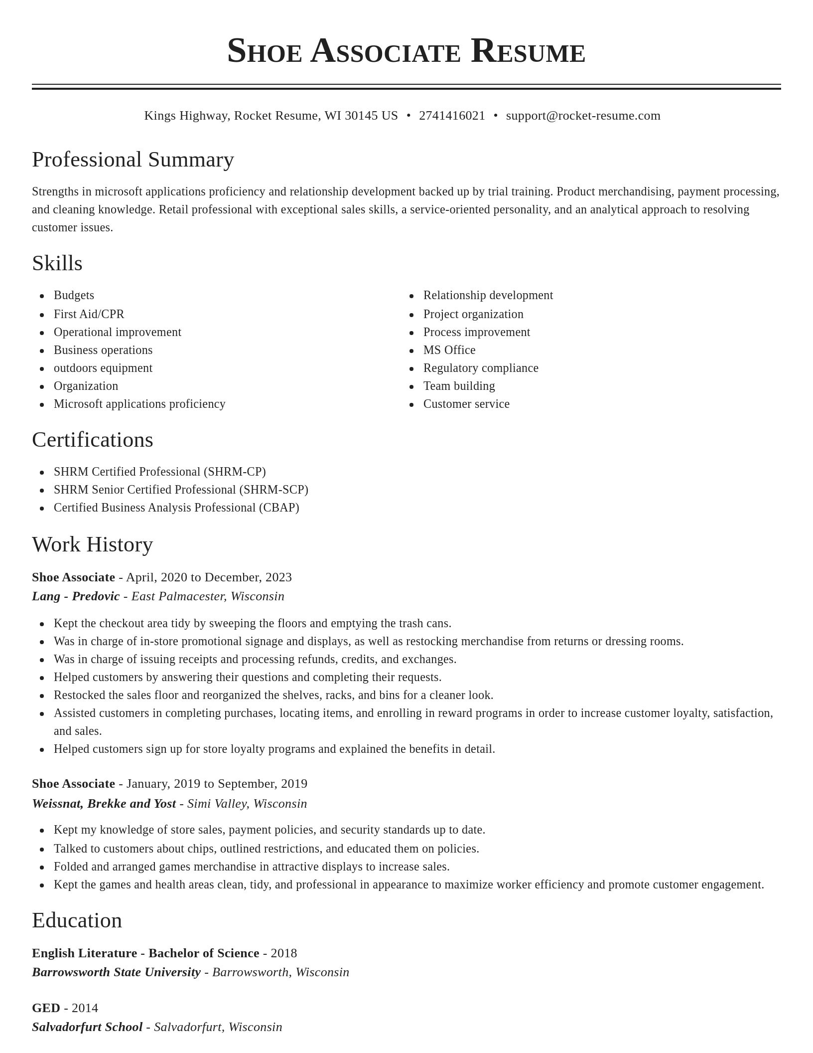 Classic resume template