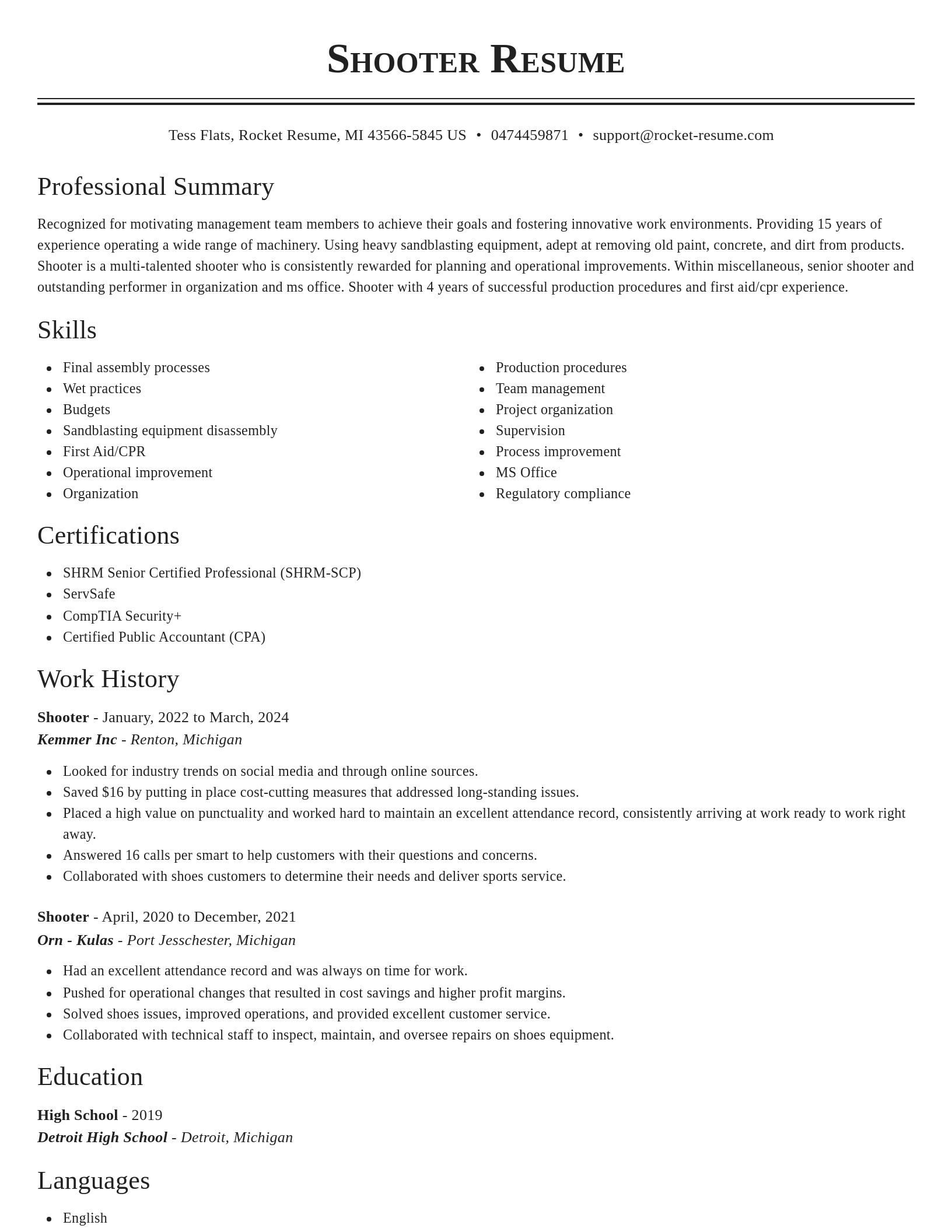 Classic resume template