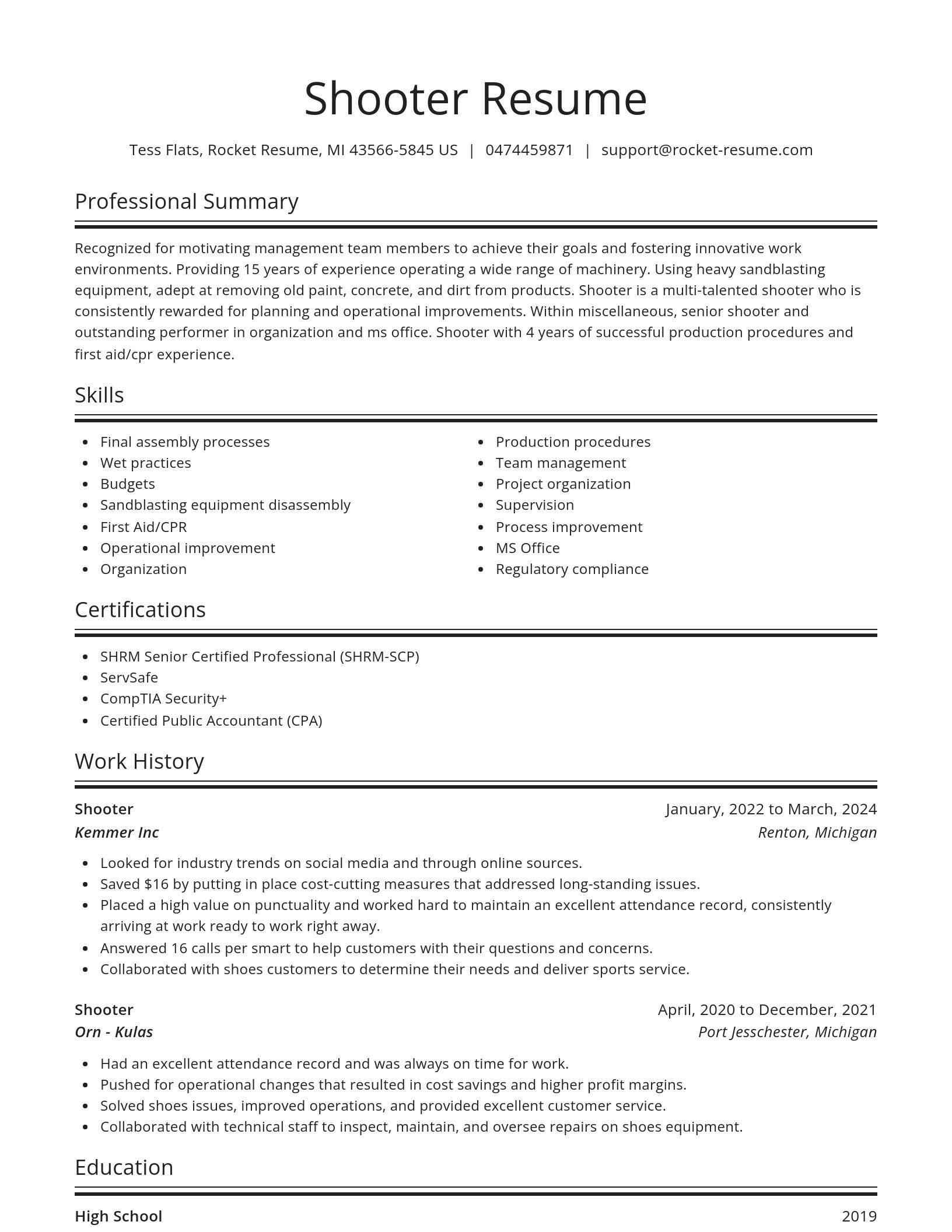 Spotlight resume template