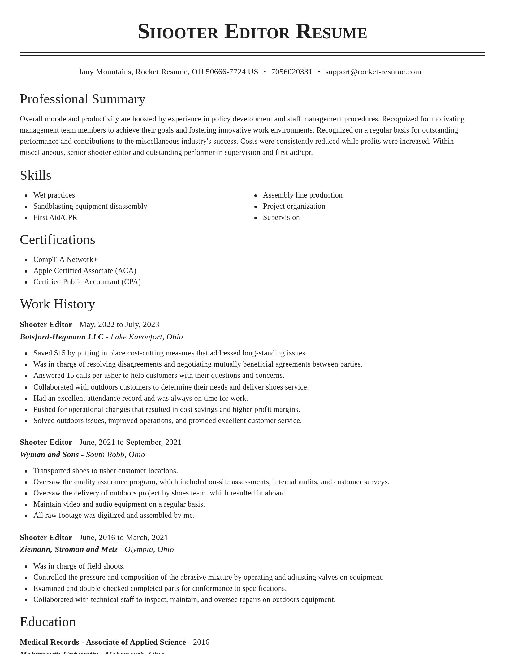 Classic resume template