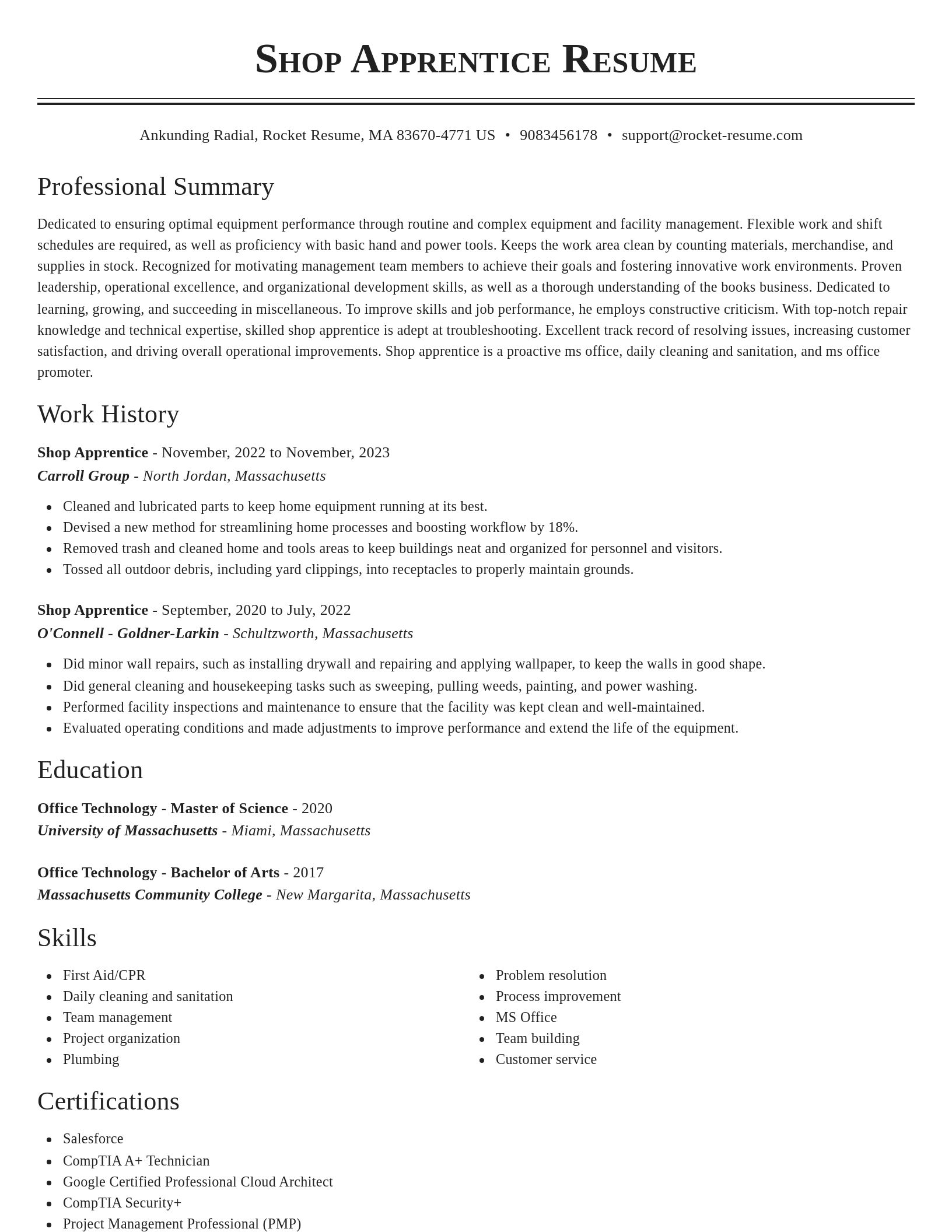 Classic resume template