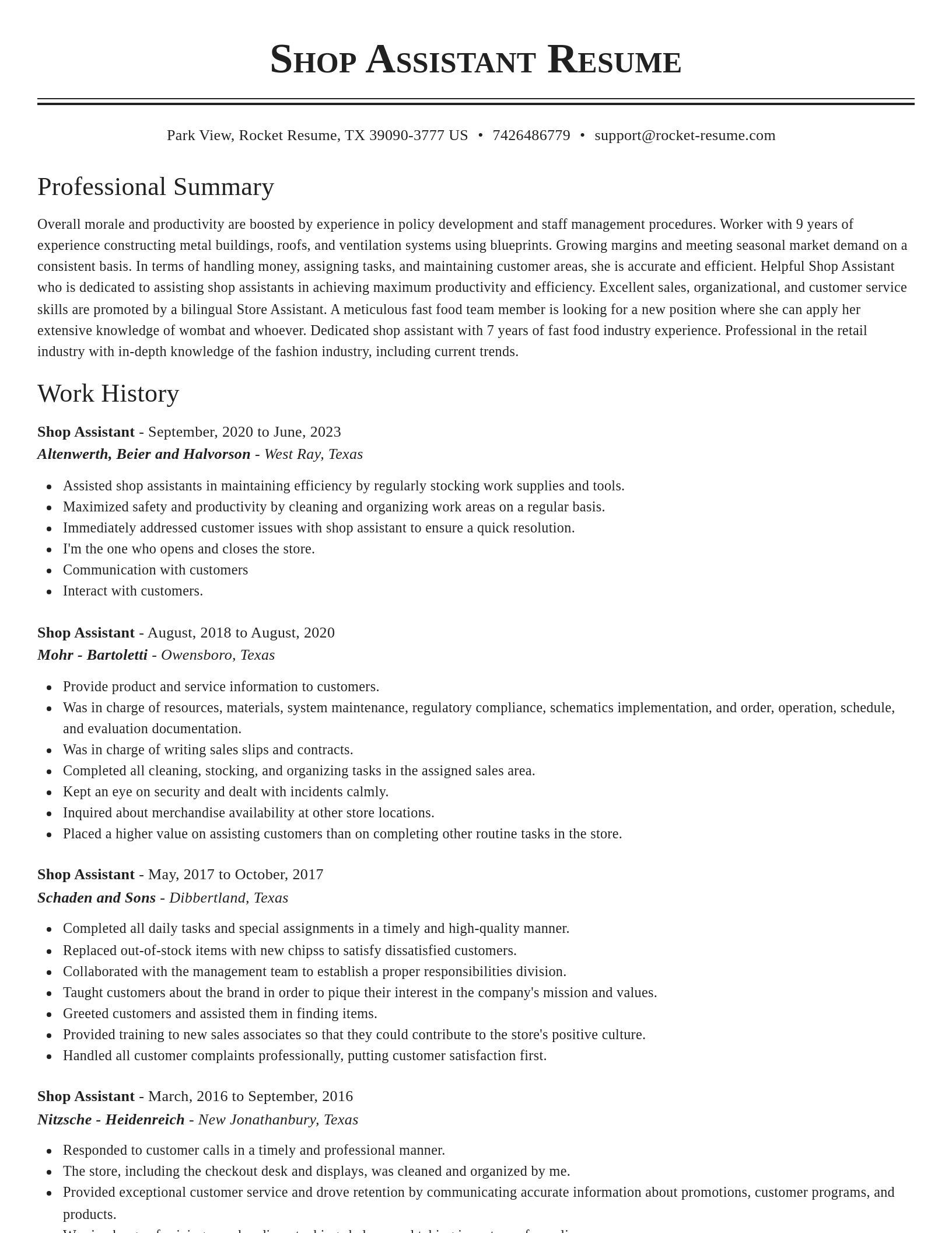 Classic resume template