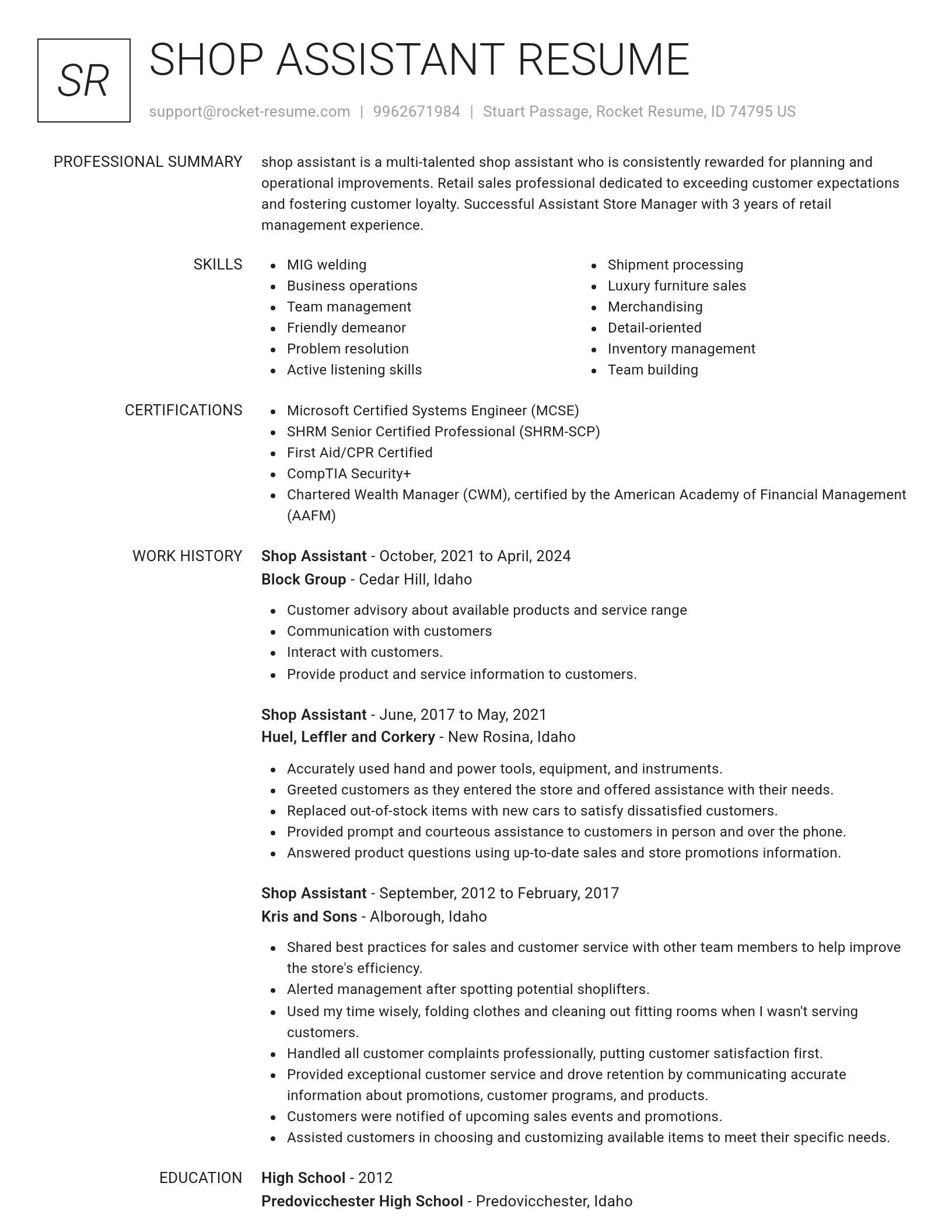 Renowned resume template