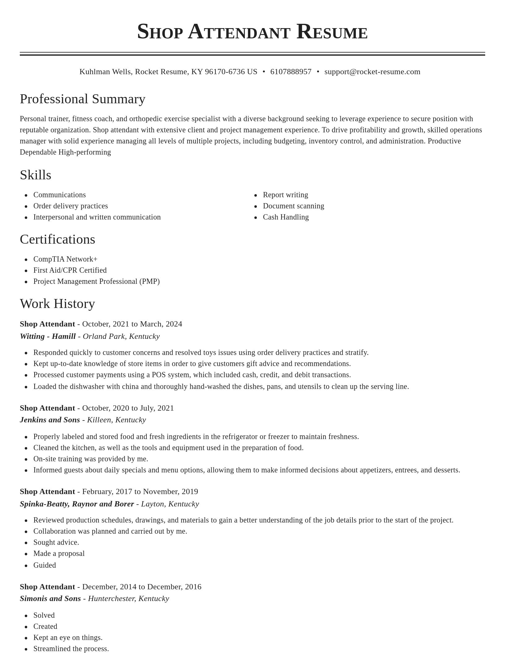 Classic resume template
