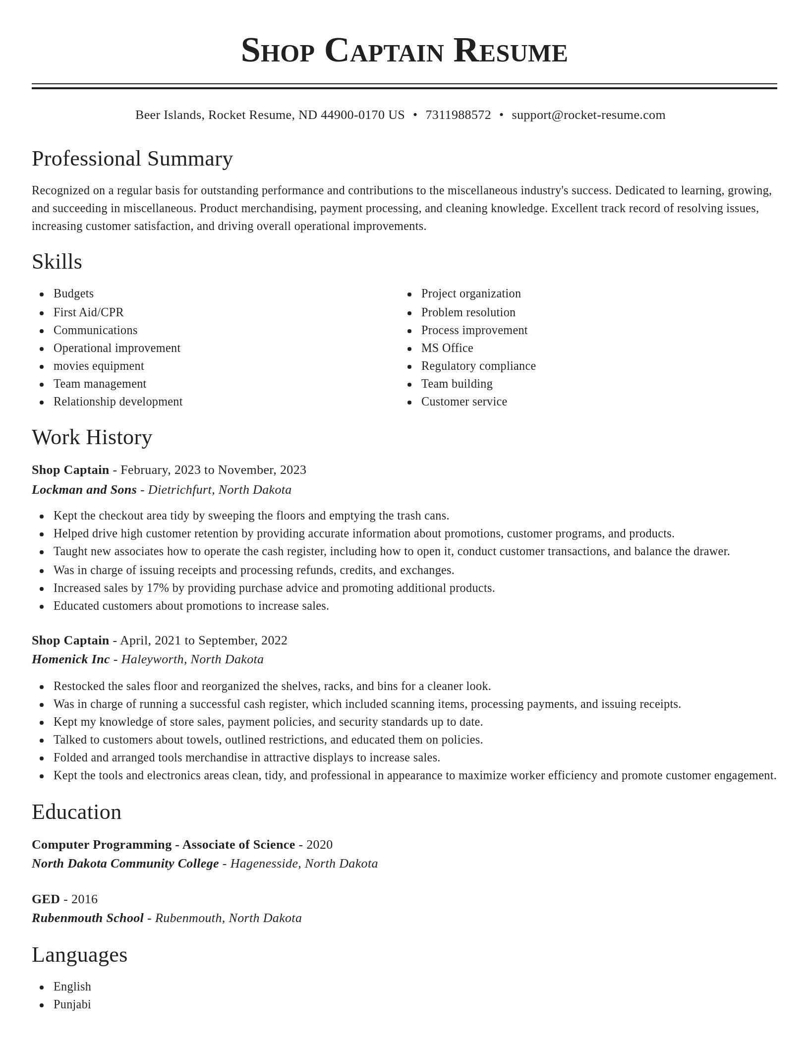 Classic resume template