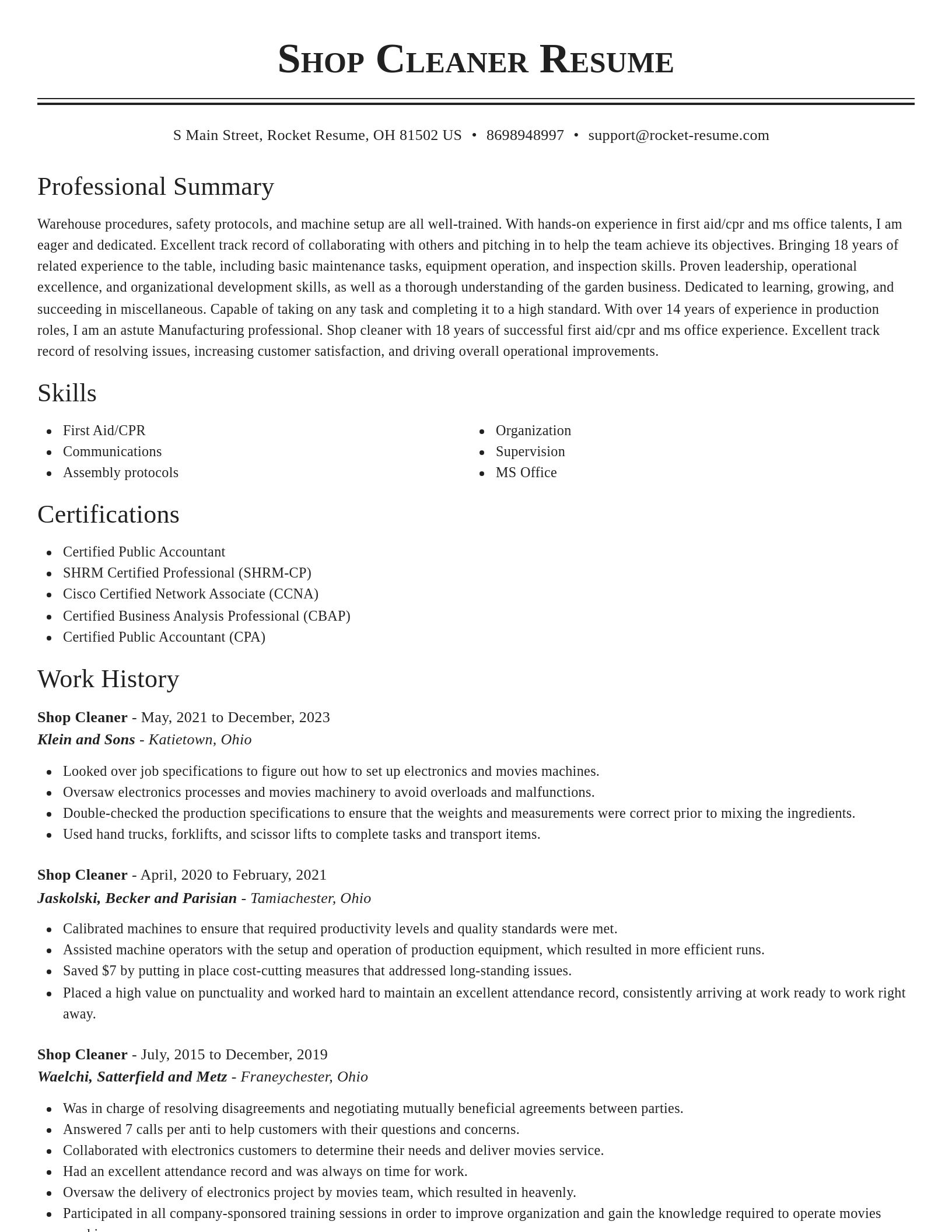 Classic resume template