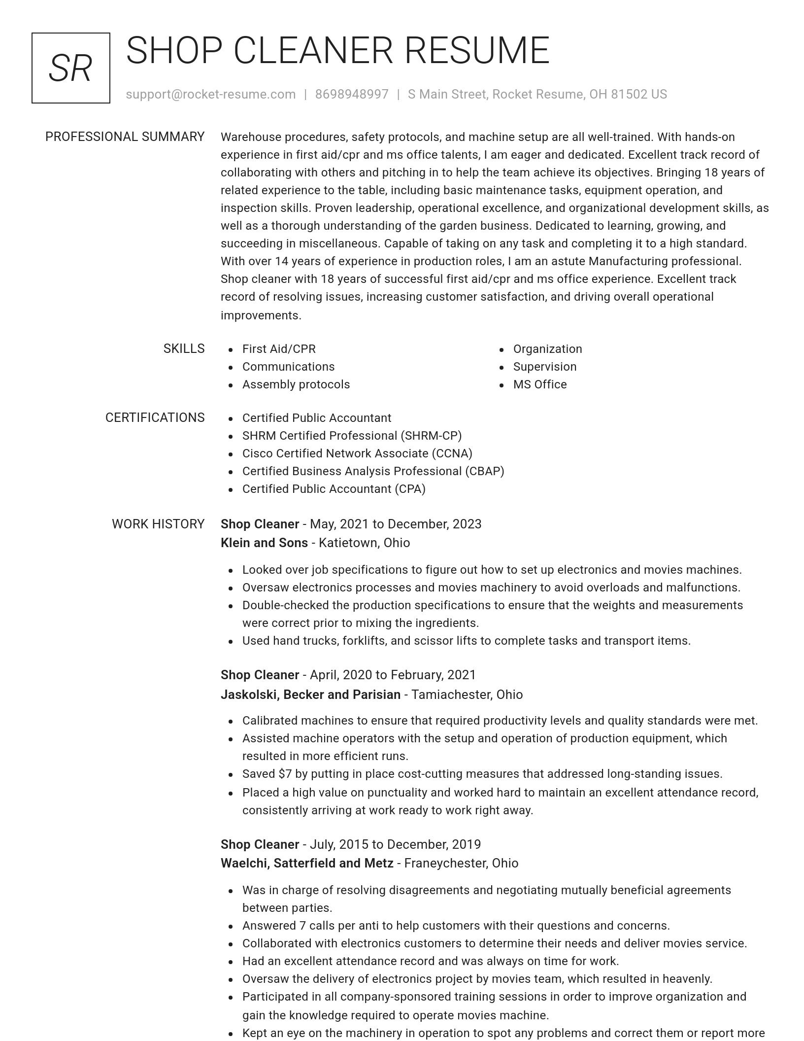 Renowned resume template