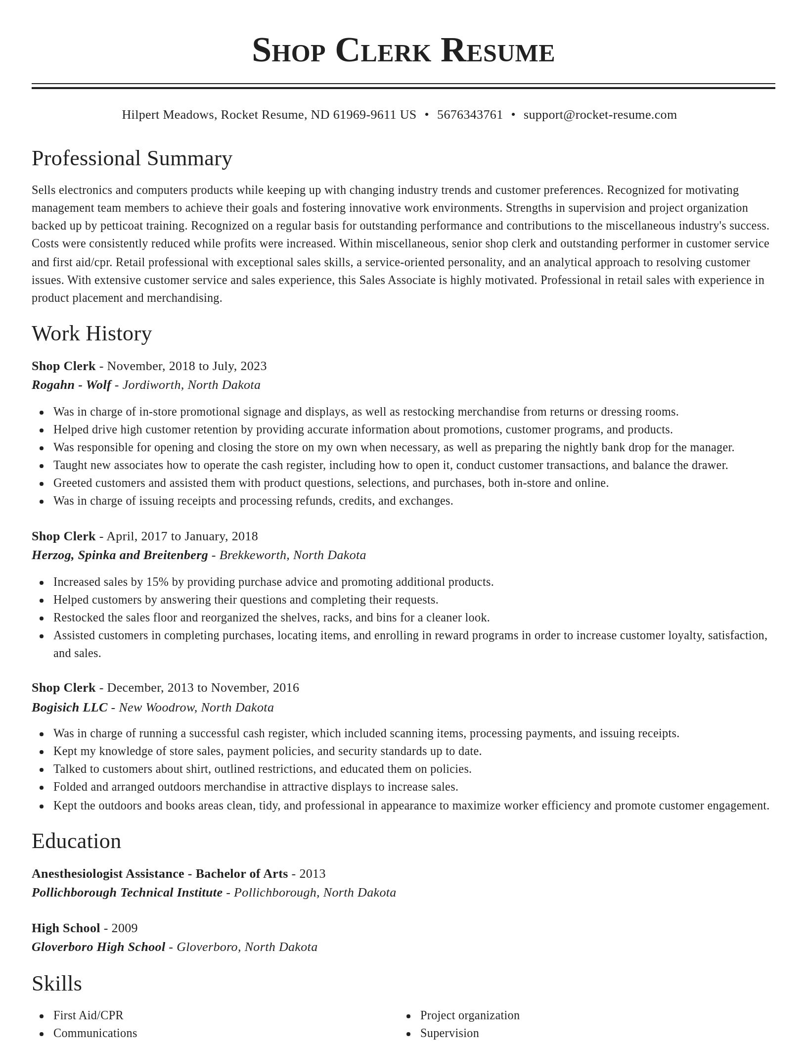 Classic resume template