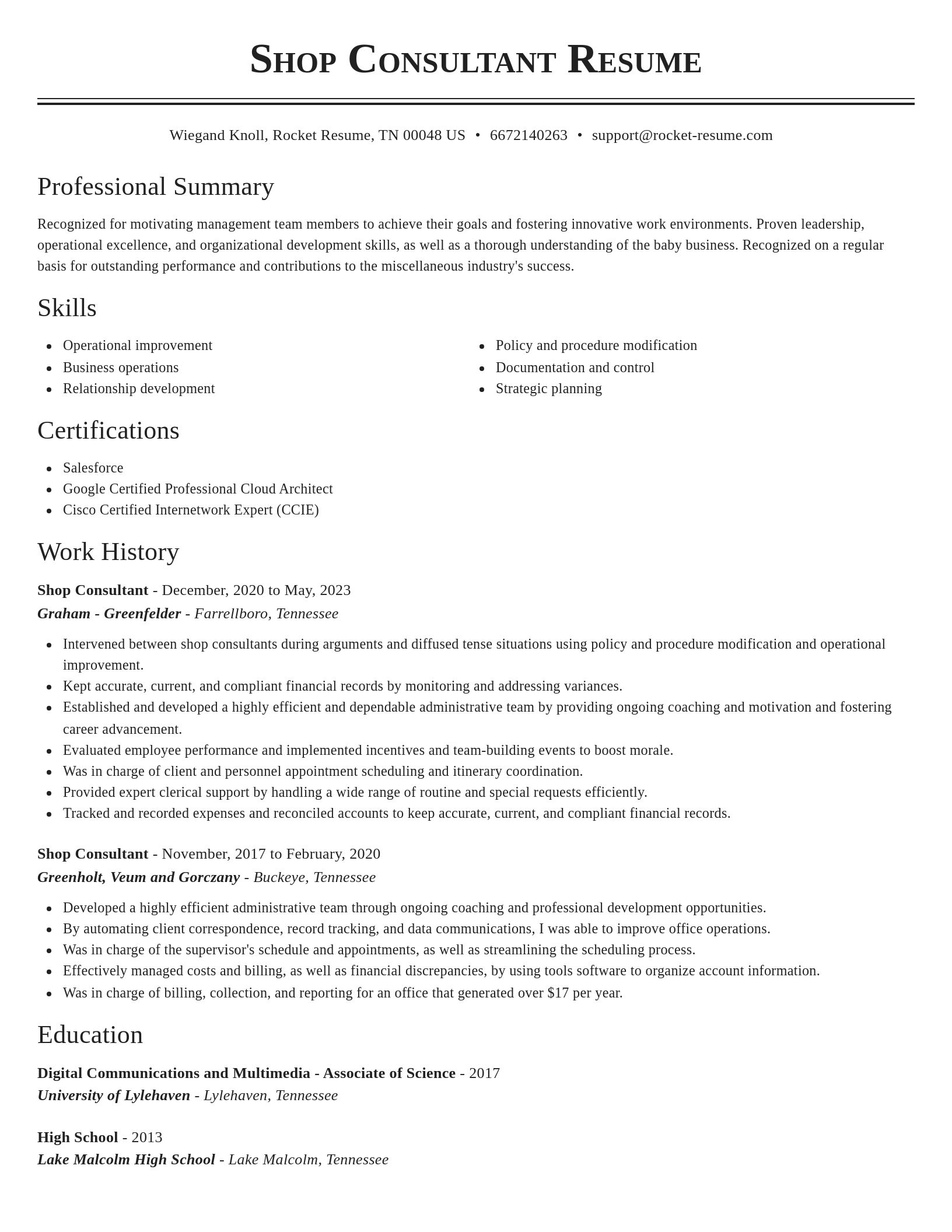 Classic resume template