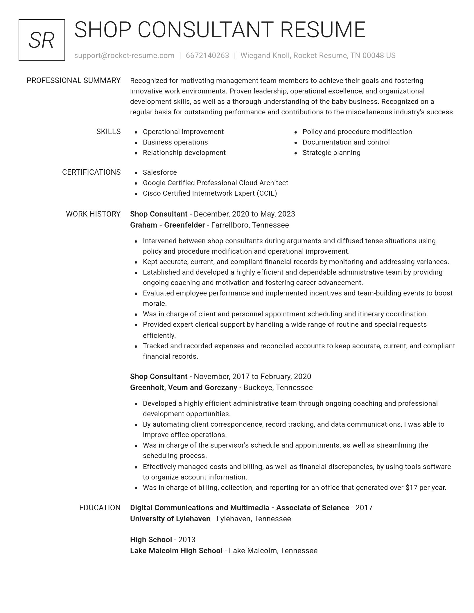 Renowned resume template