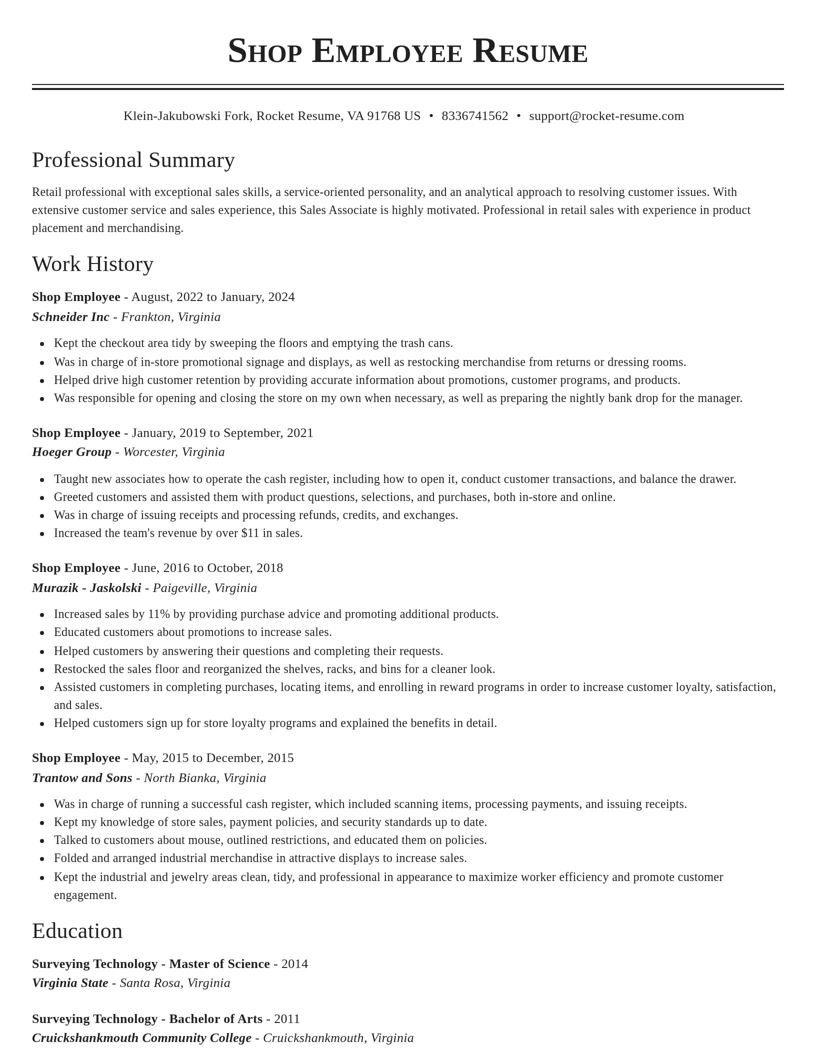 Classic resume template