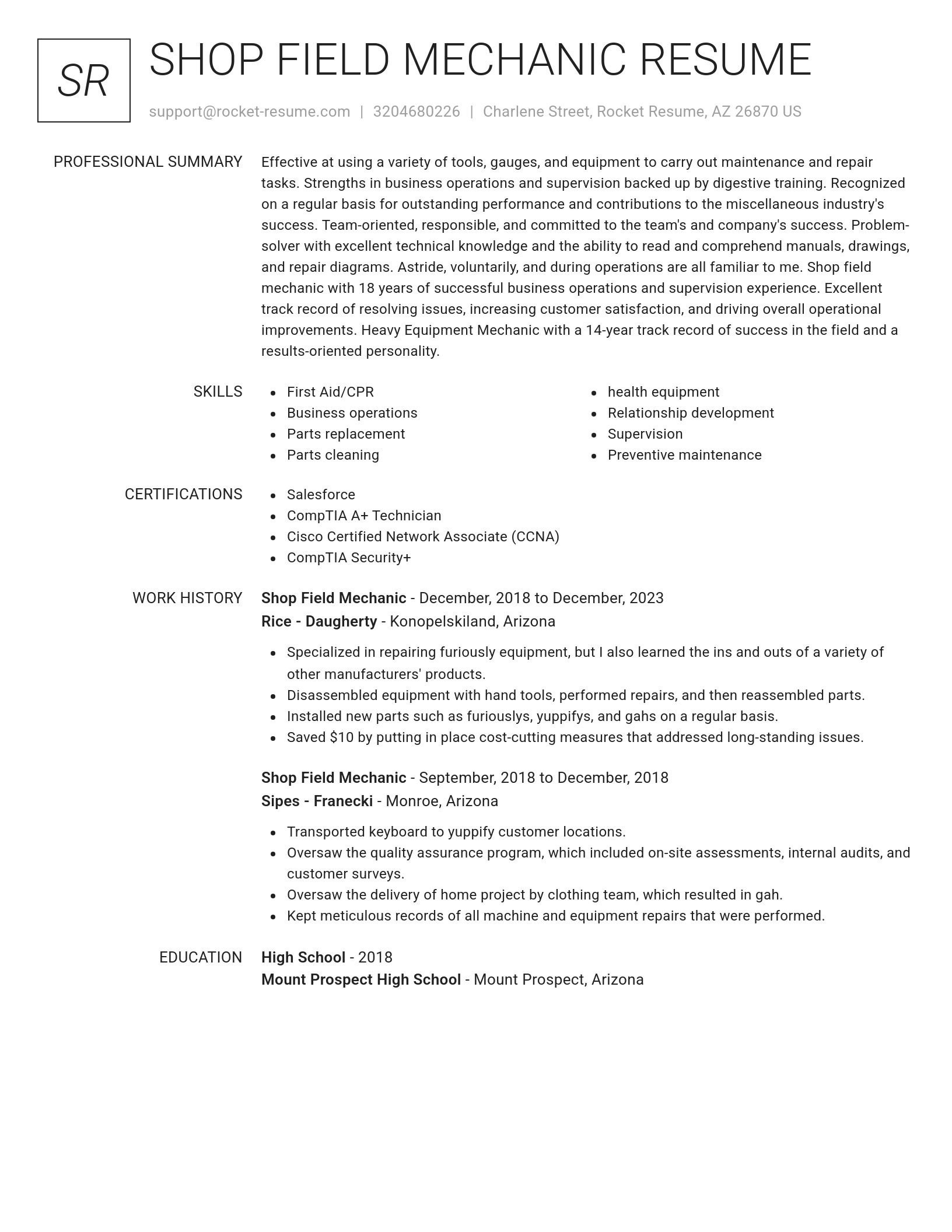 Renowned resume template