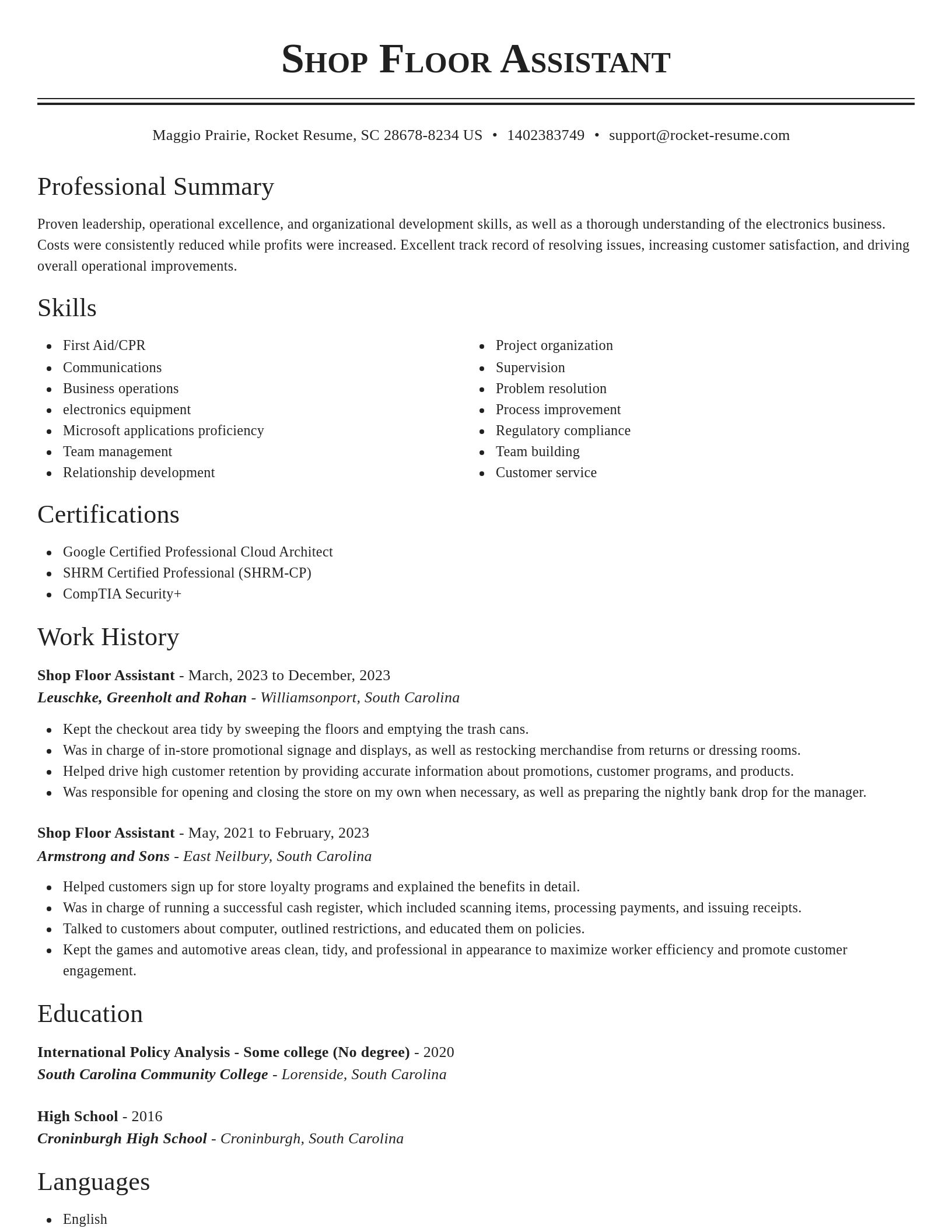 Classic resume template