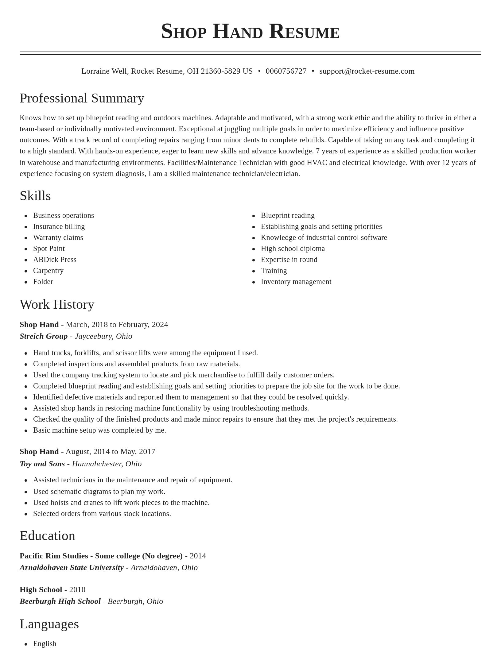 Classic resume template