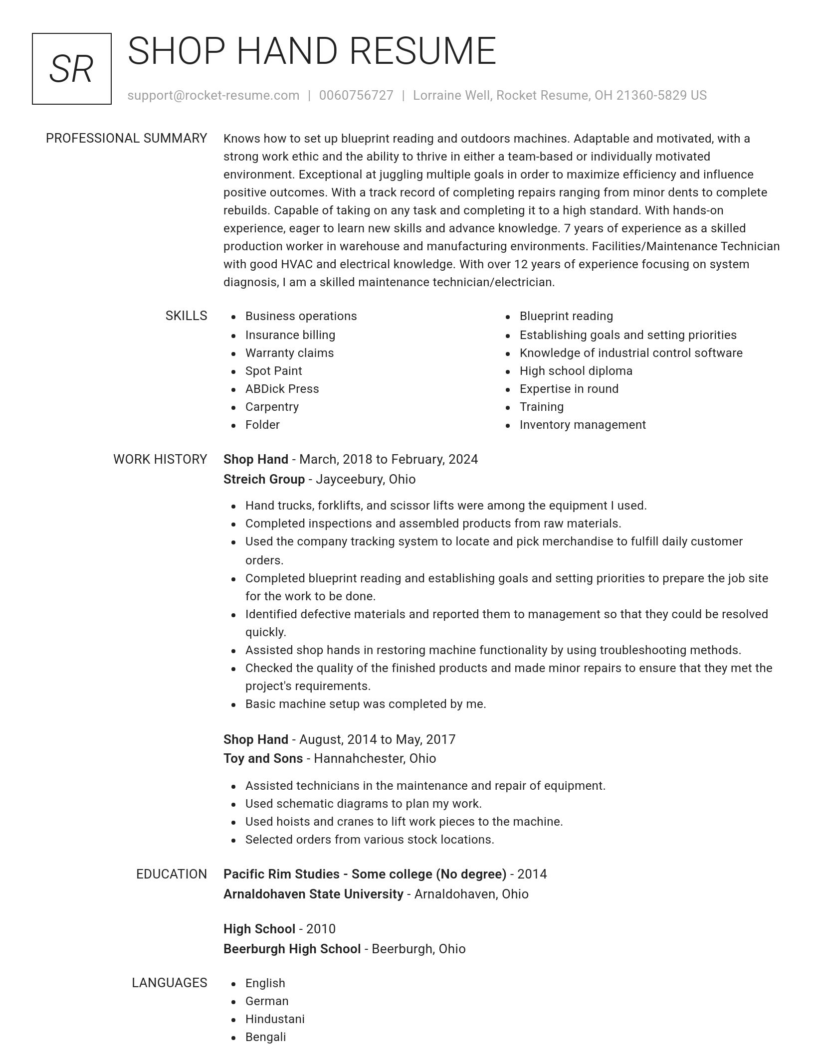 Renowned resume template