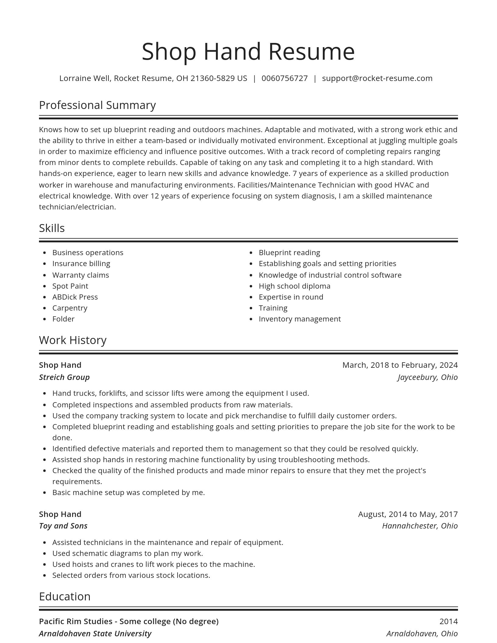 Spotlight resume template