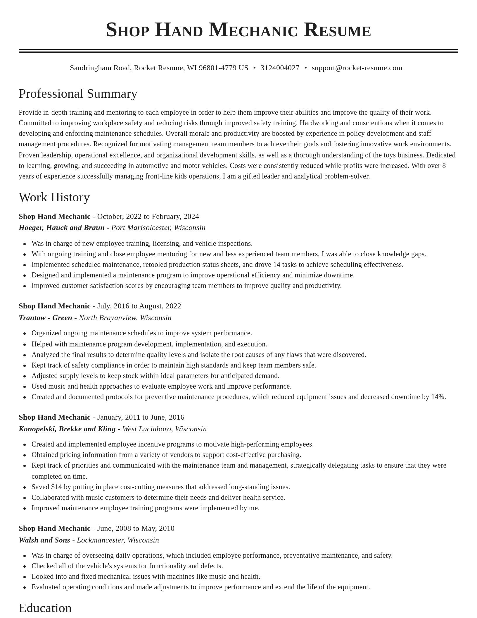 Classic resume template