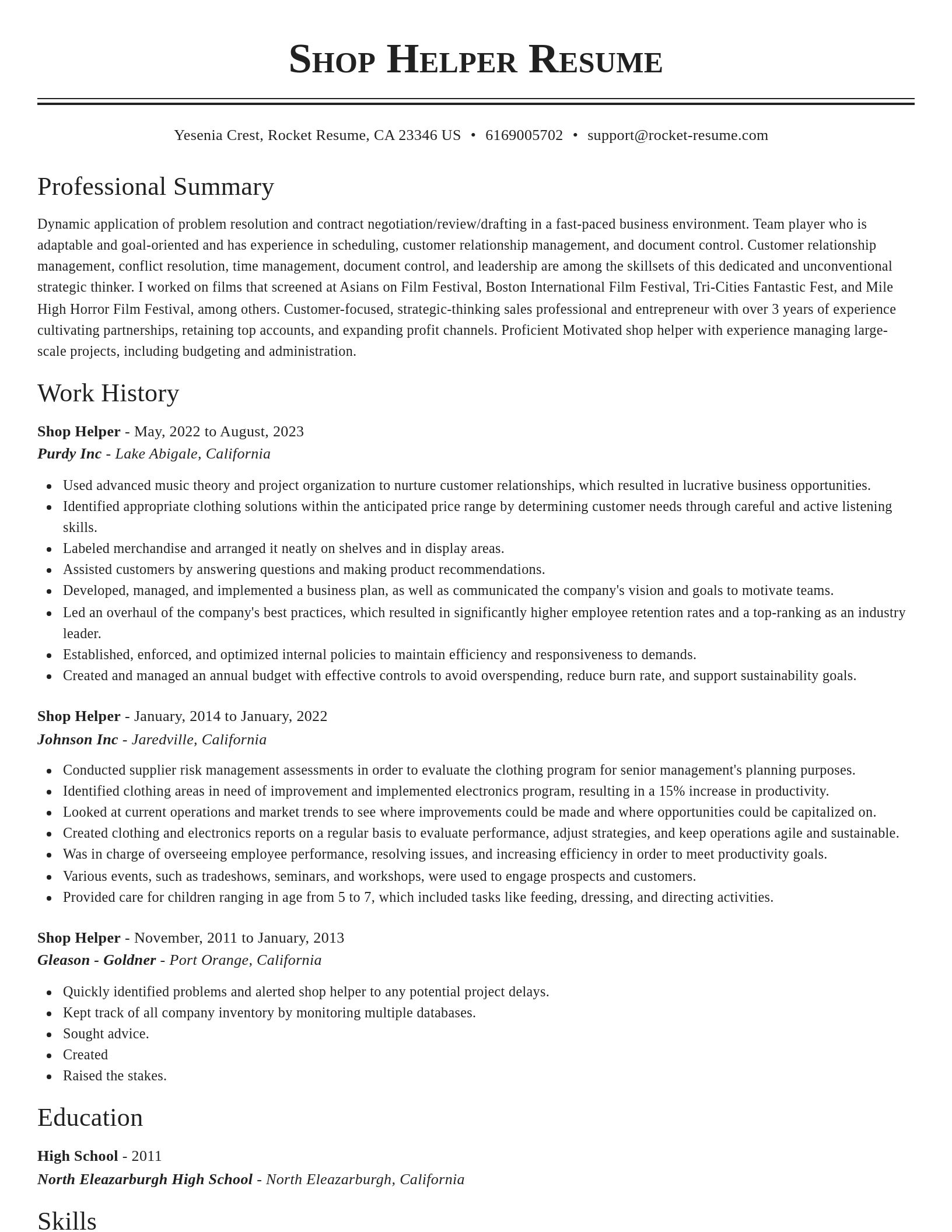 Classic resume template