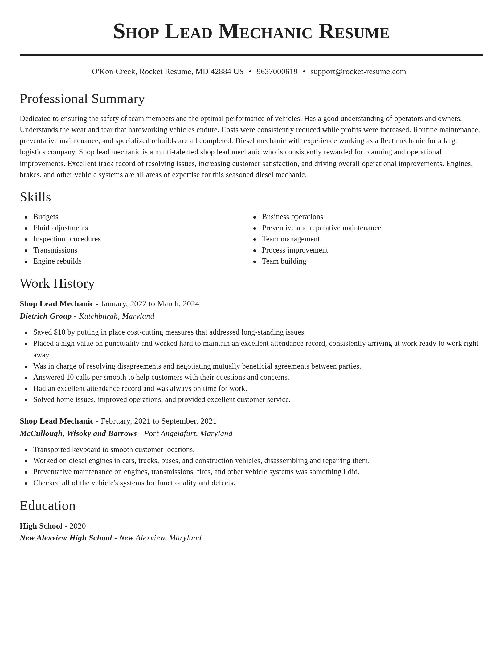 Classic resume template