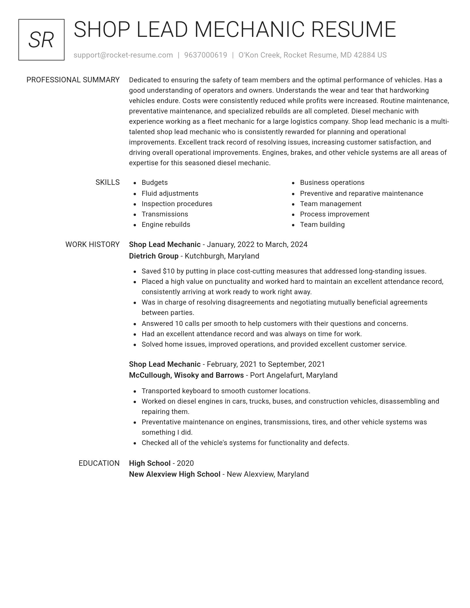Renowned resume template