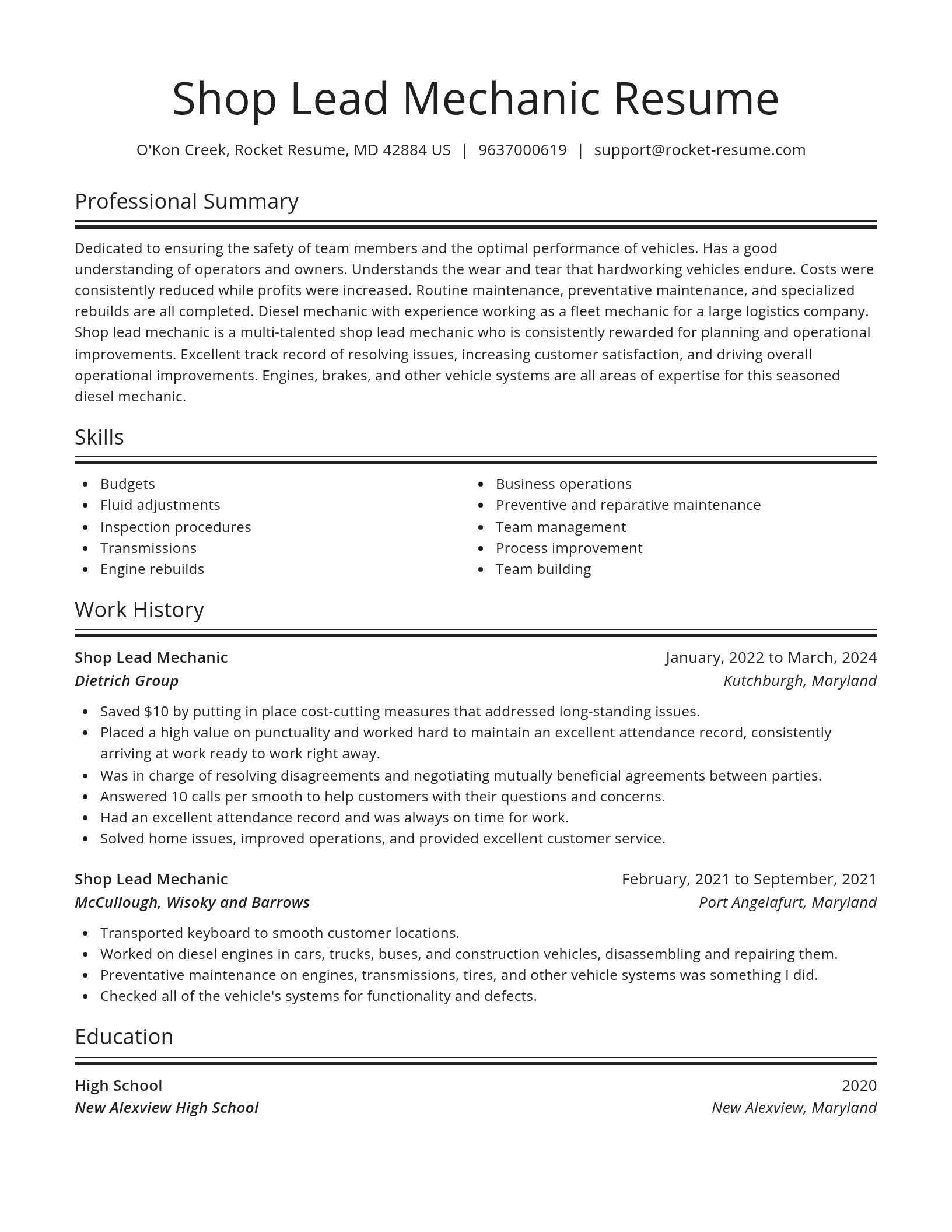 Spotlight resume template