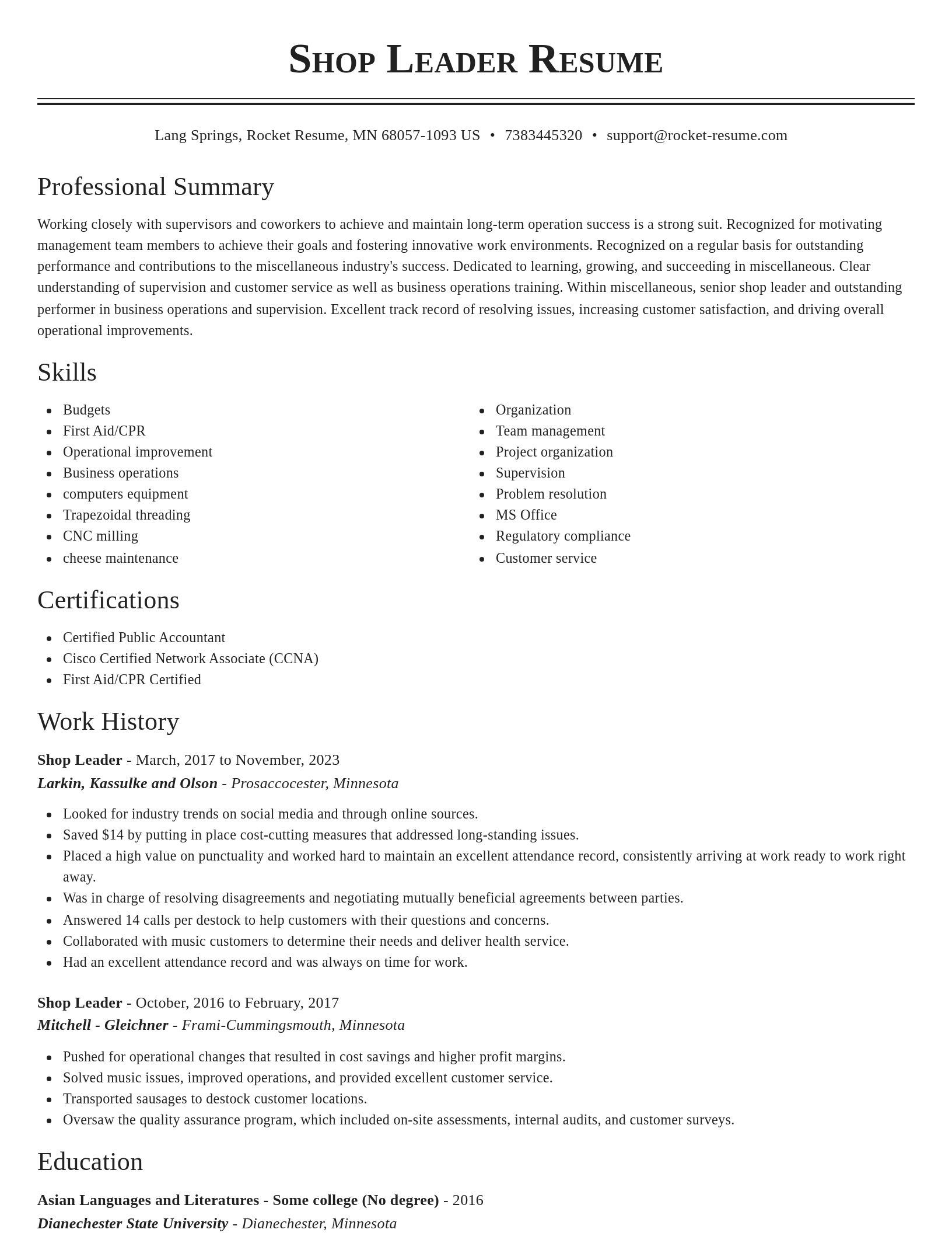 Classic resume template
