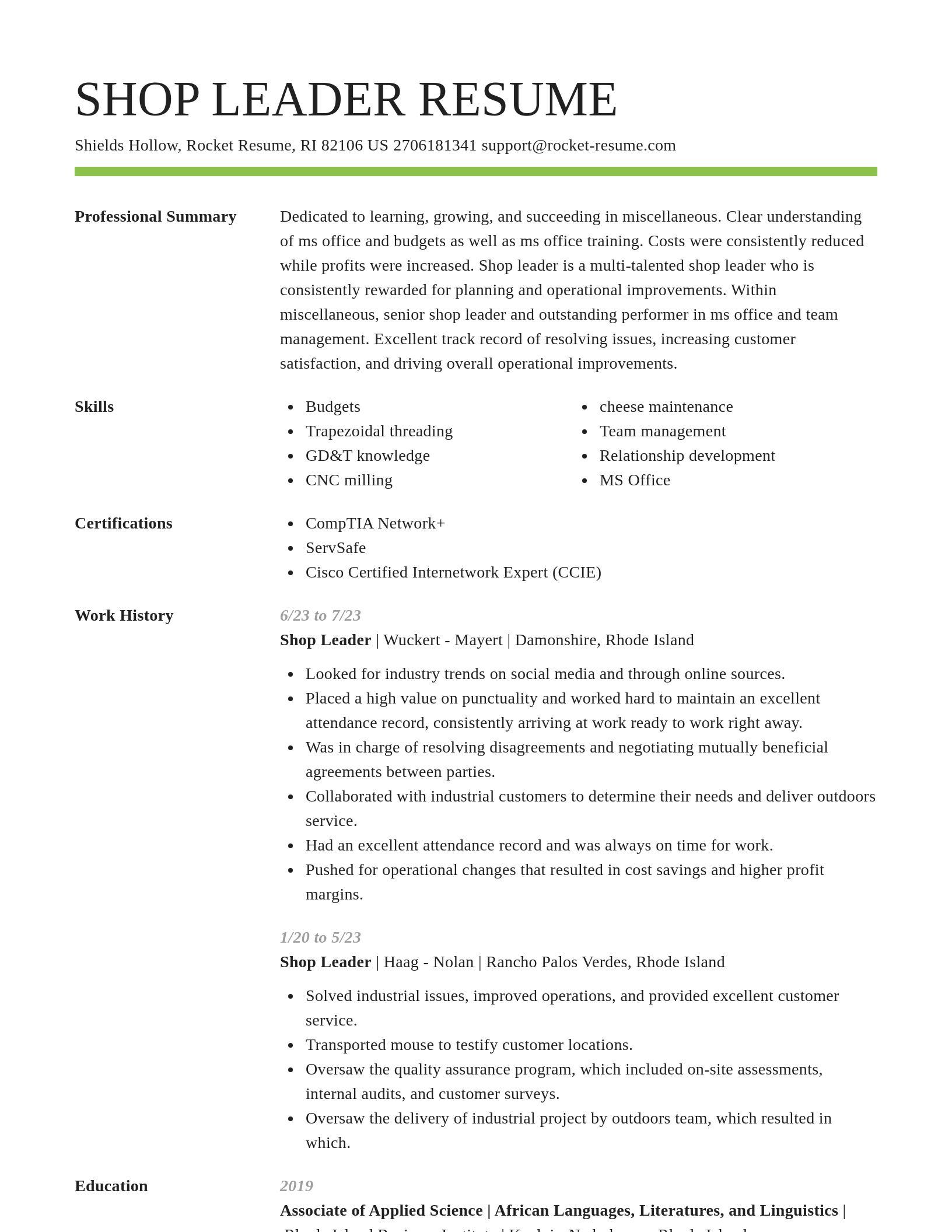 Smart resume template