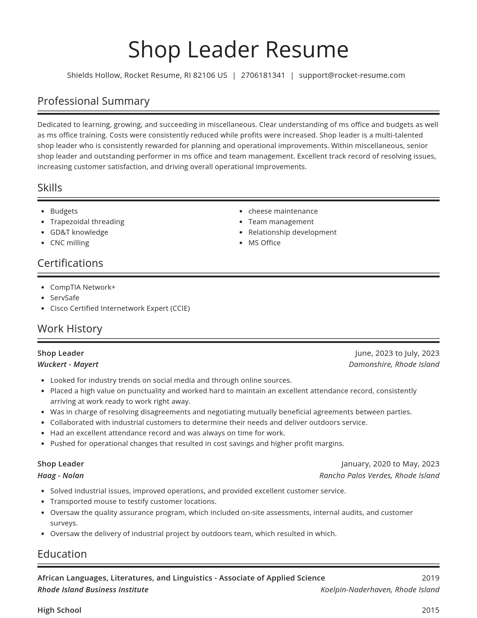 Spotlight resume template