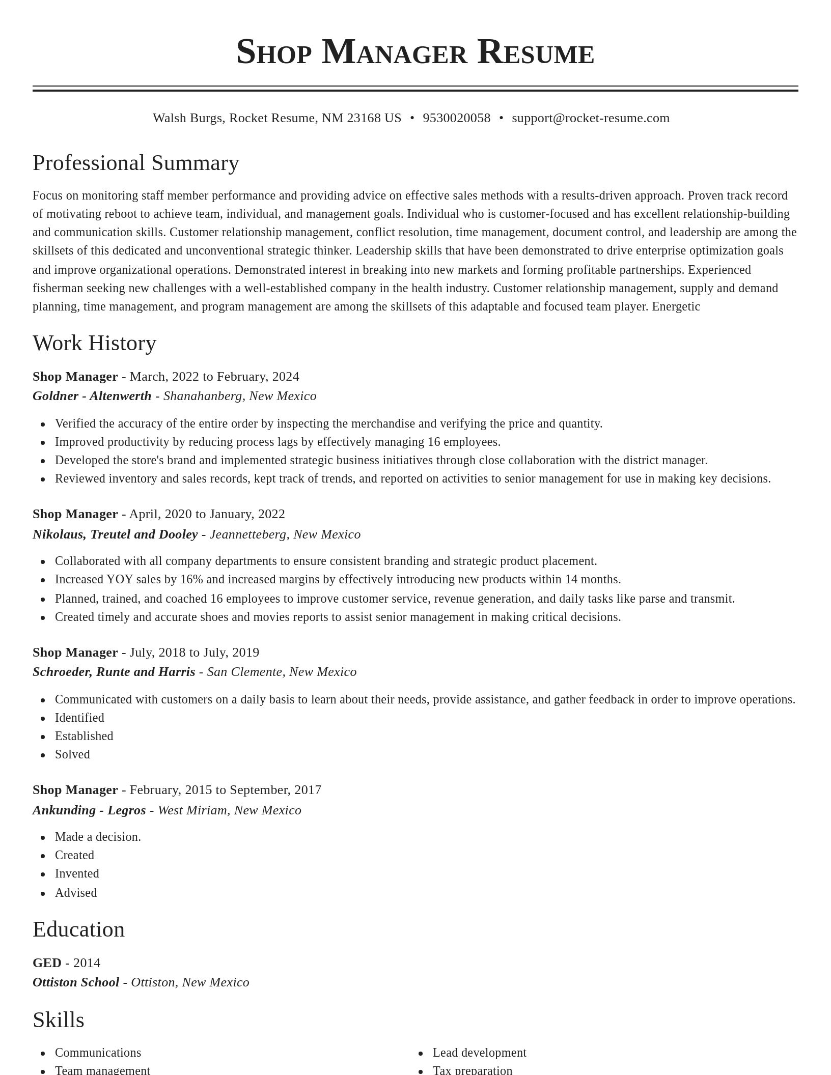 Classic resume template