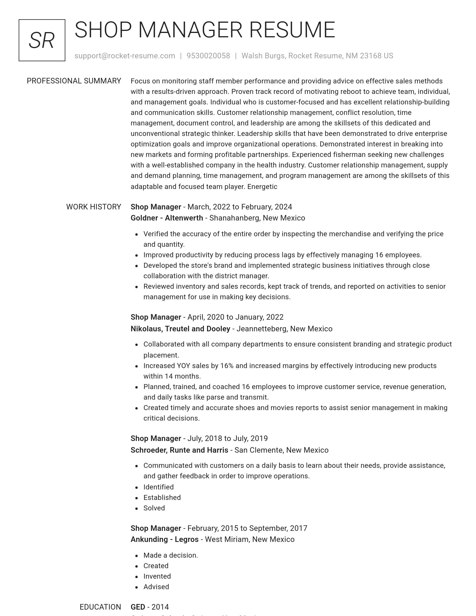 Renowned resume template
