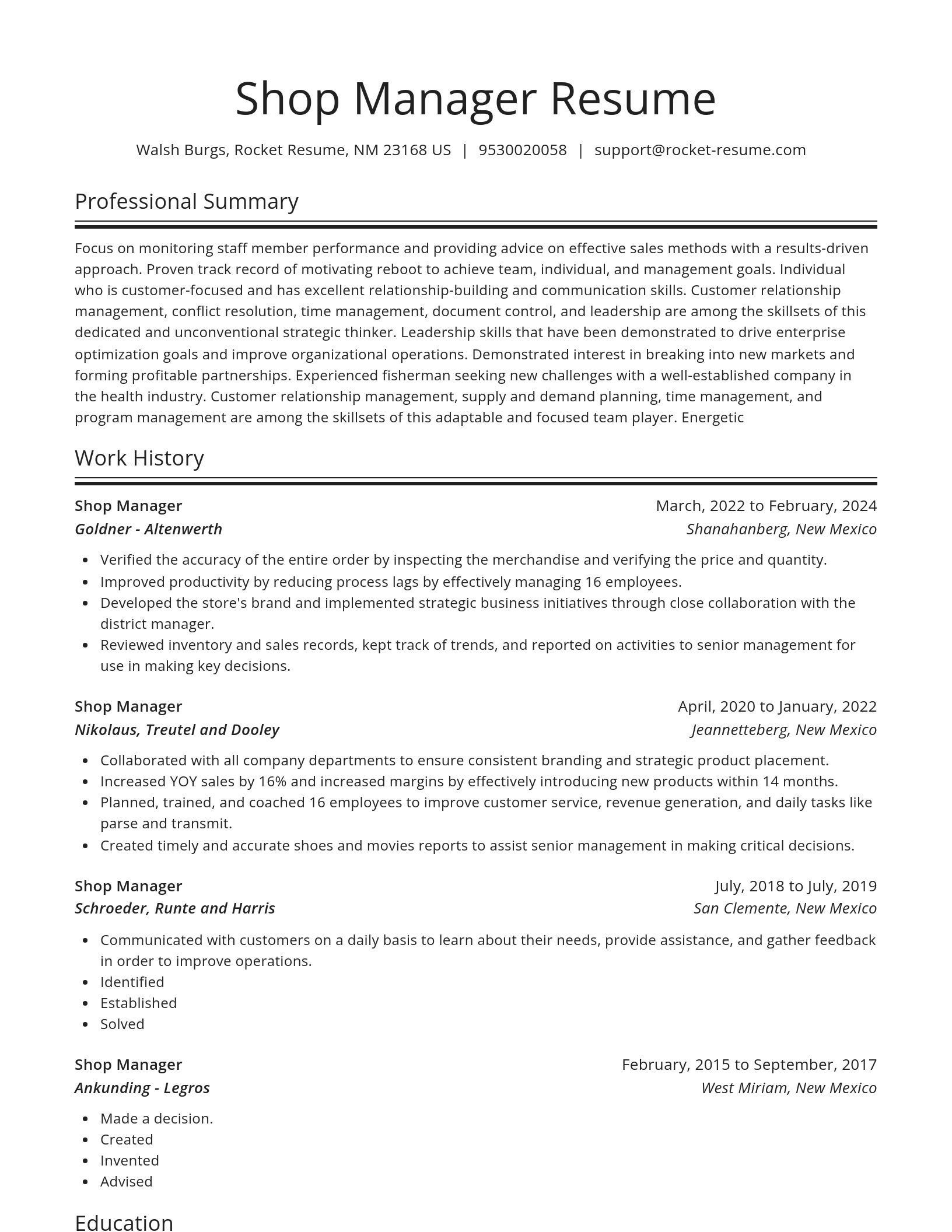 Spotlight resume template