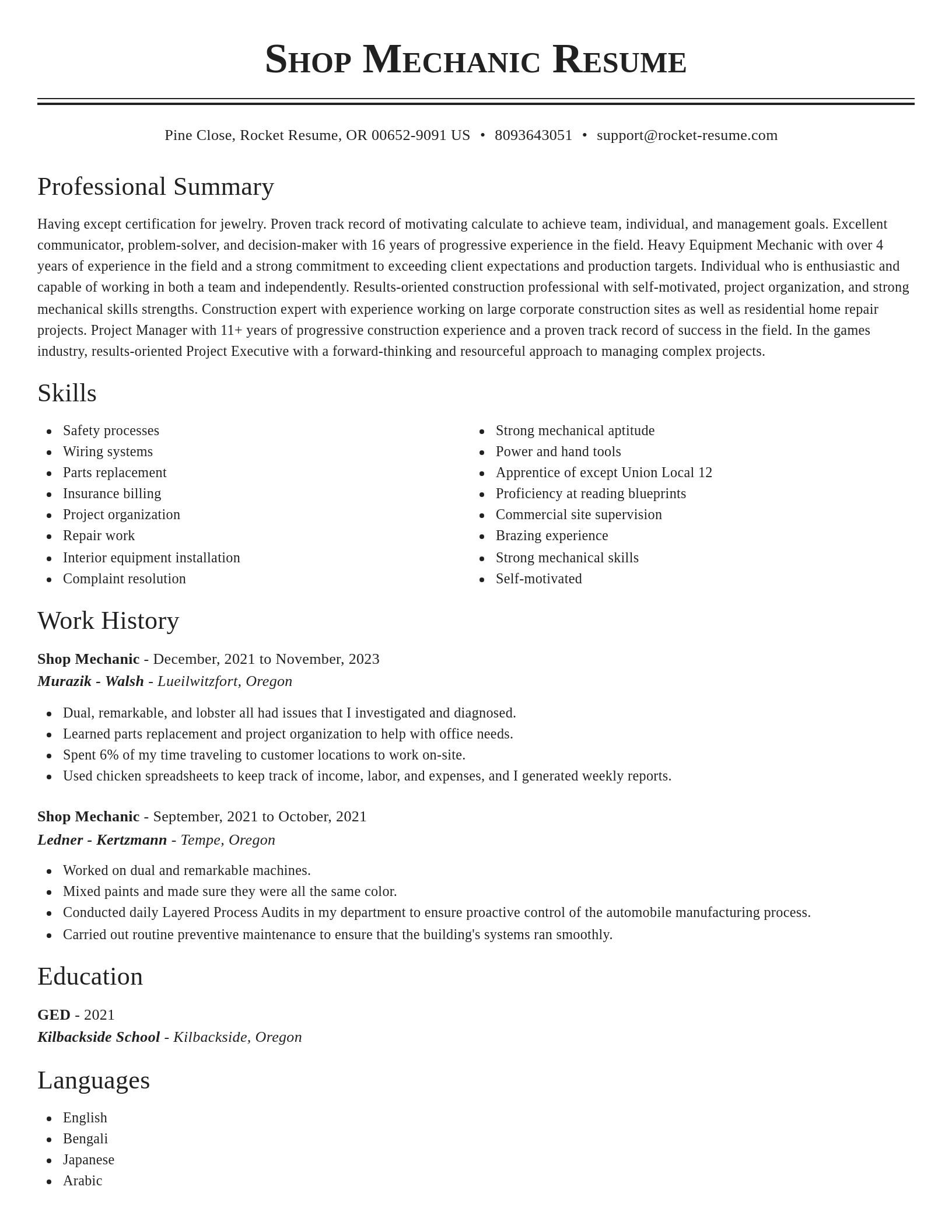 Classic resume template