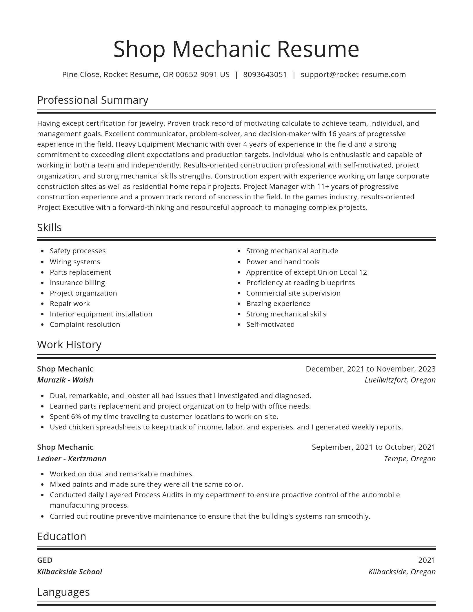 Spotlight resume template