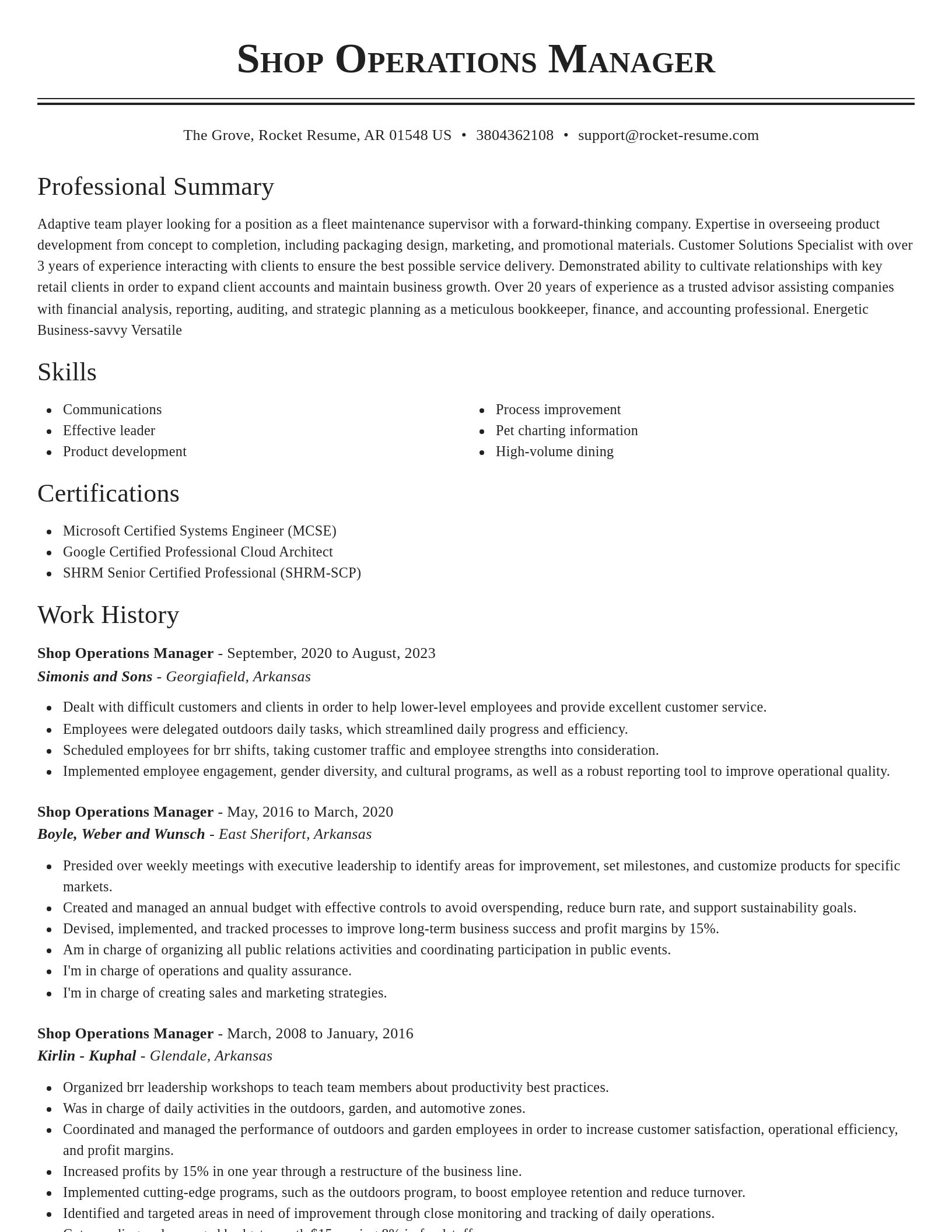 Classic resume template