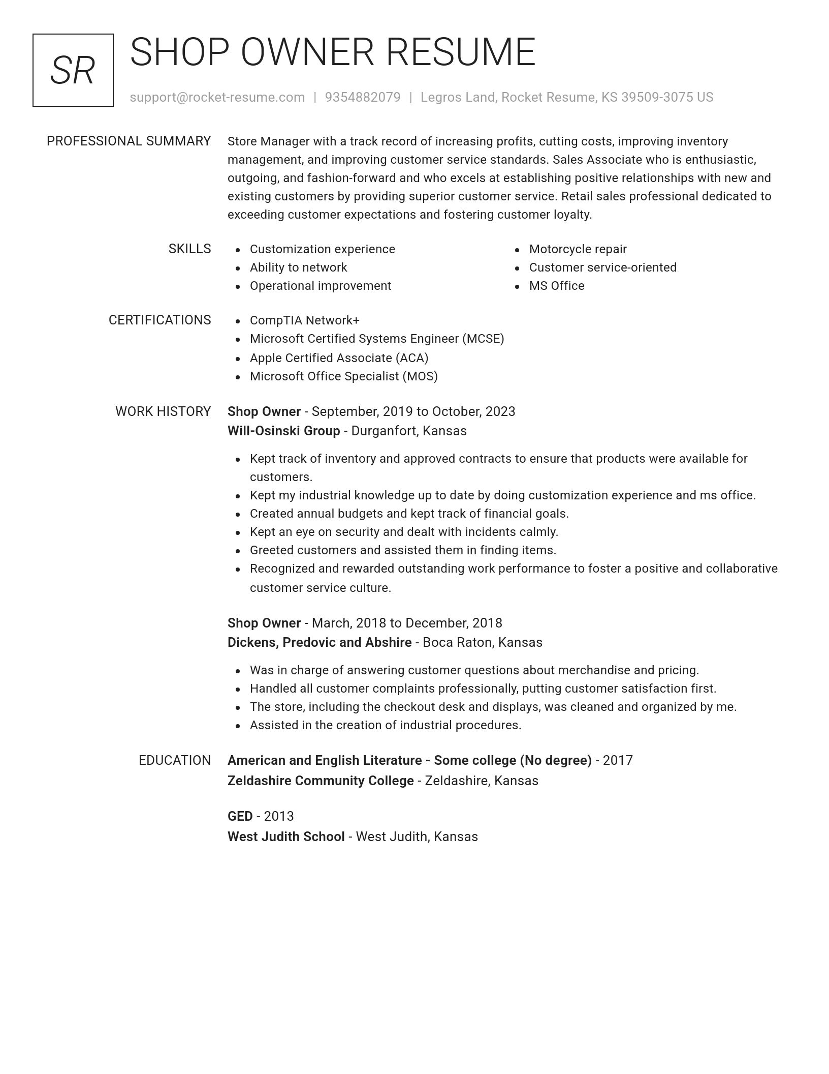 Renowned resume template
